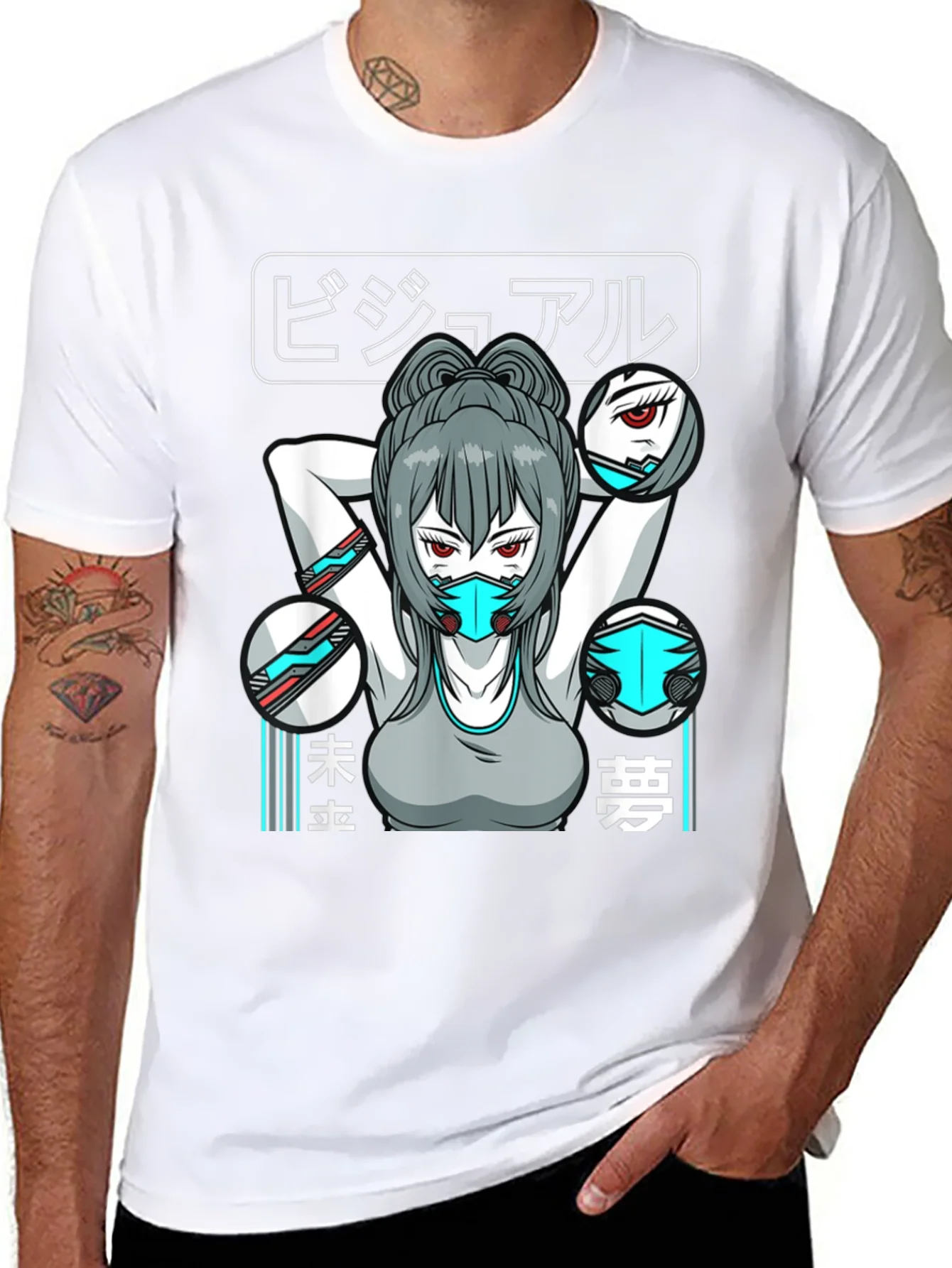 Anime Girl T-Shirt: Futuristic Cyberpunk Style