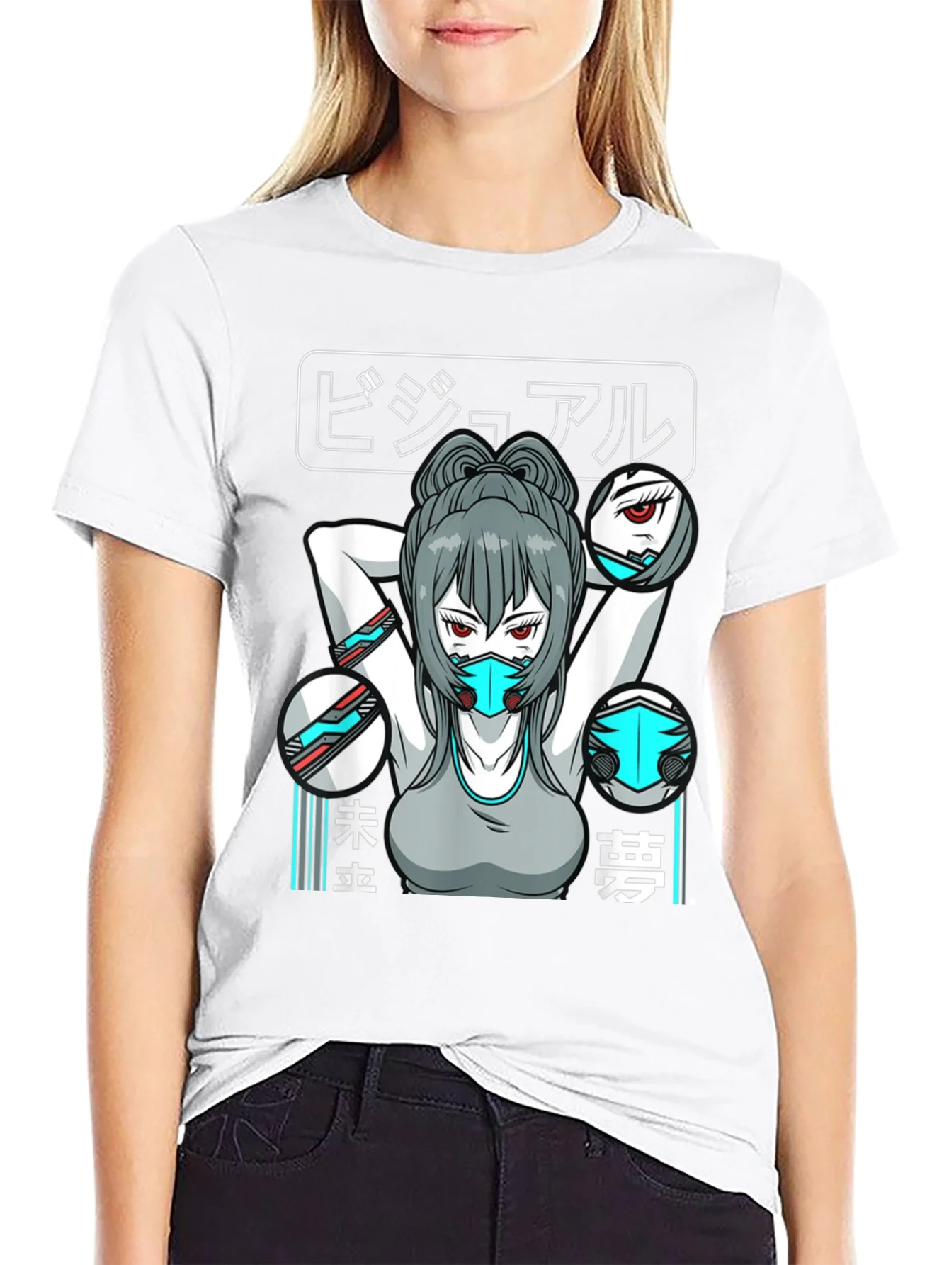 Anime Girl T-Shirt: Futuristic Cyberpunk Style