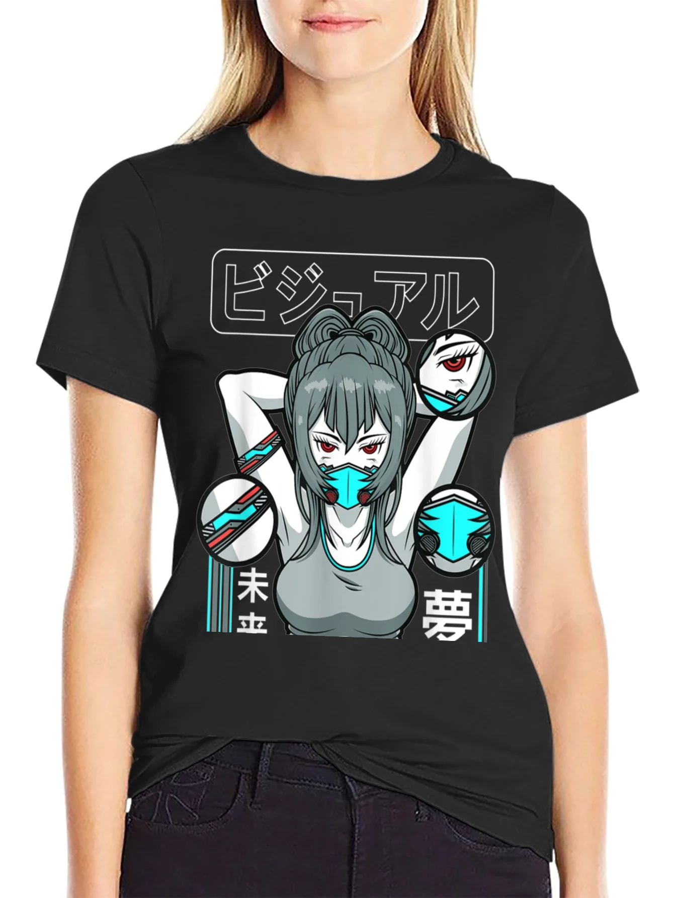 Anime Girl T-Shirt: Futuristic Cyberpunk Style
