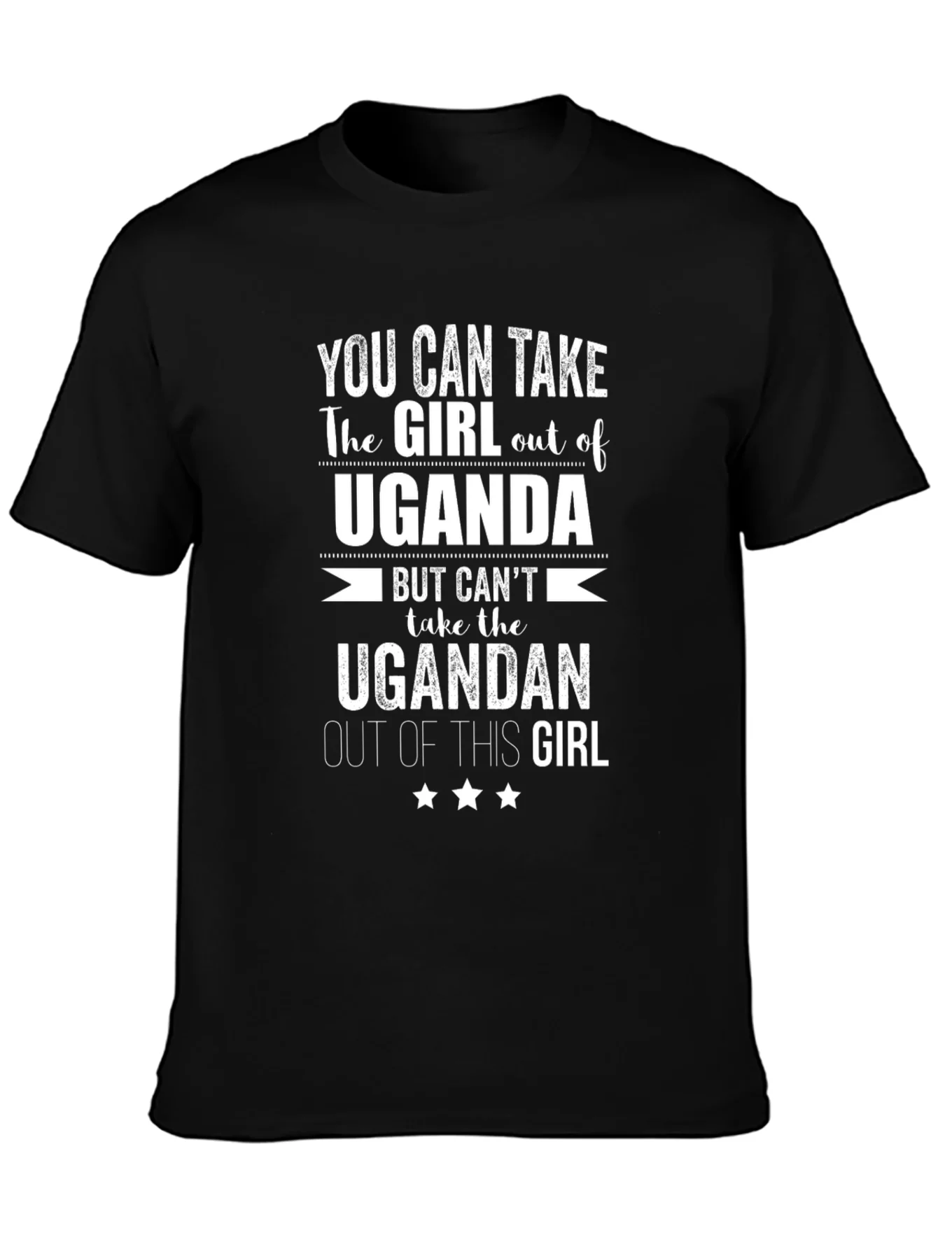 Ugandan Girl Pride Tee - Black Cotton Graphic T-Shirt