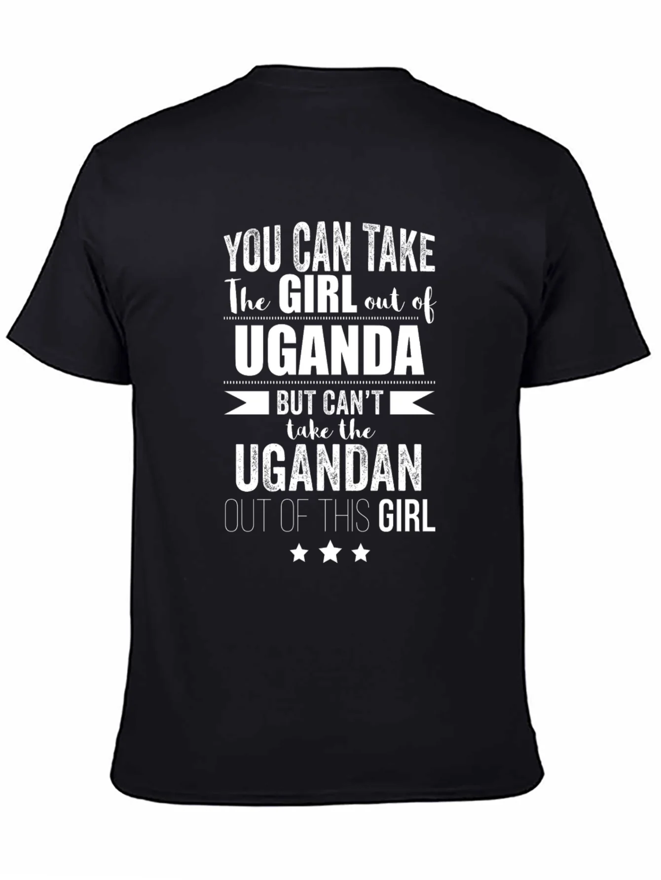 Ugandan Girl Pride Tee - Black Cotton Graphic T-Shirt