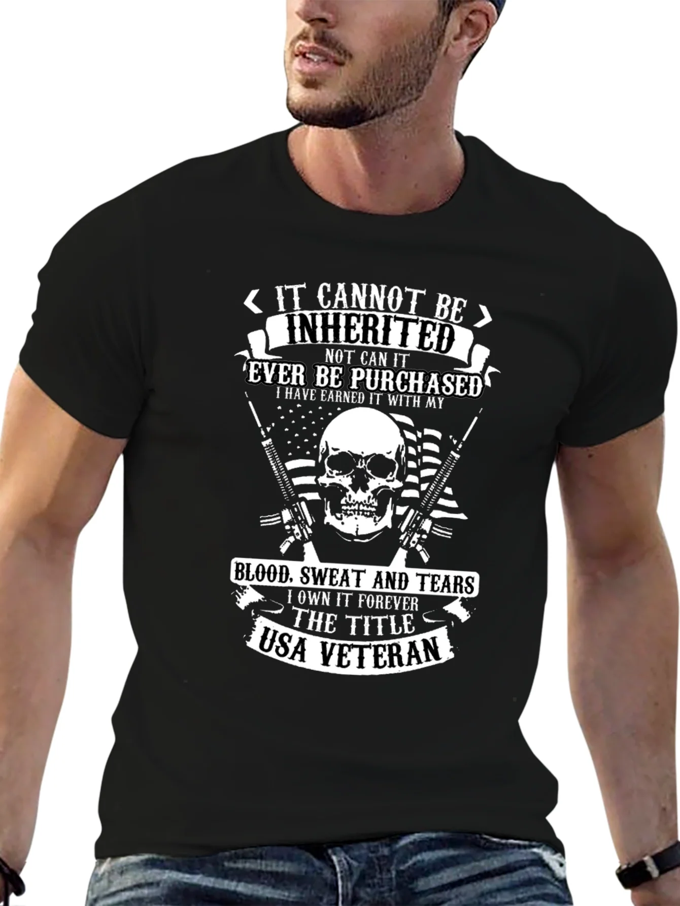 USA Veteran Graphic Print T-Shirt