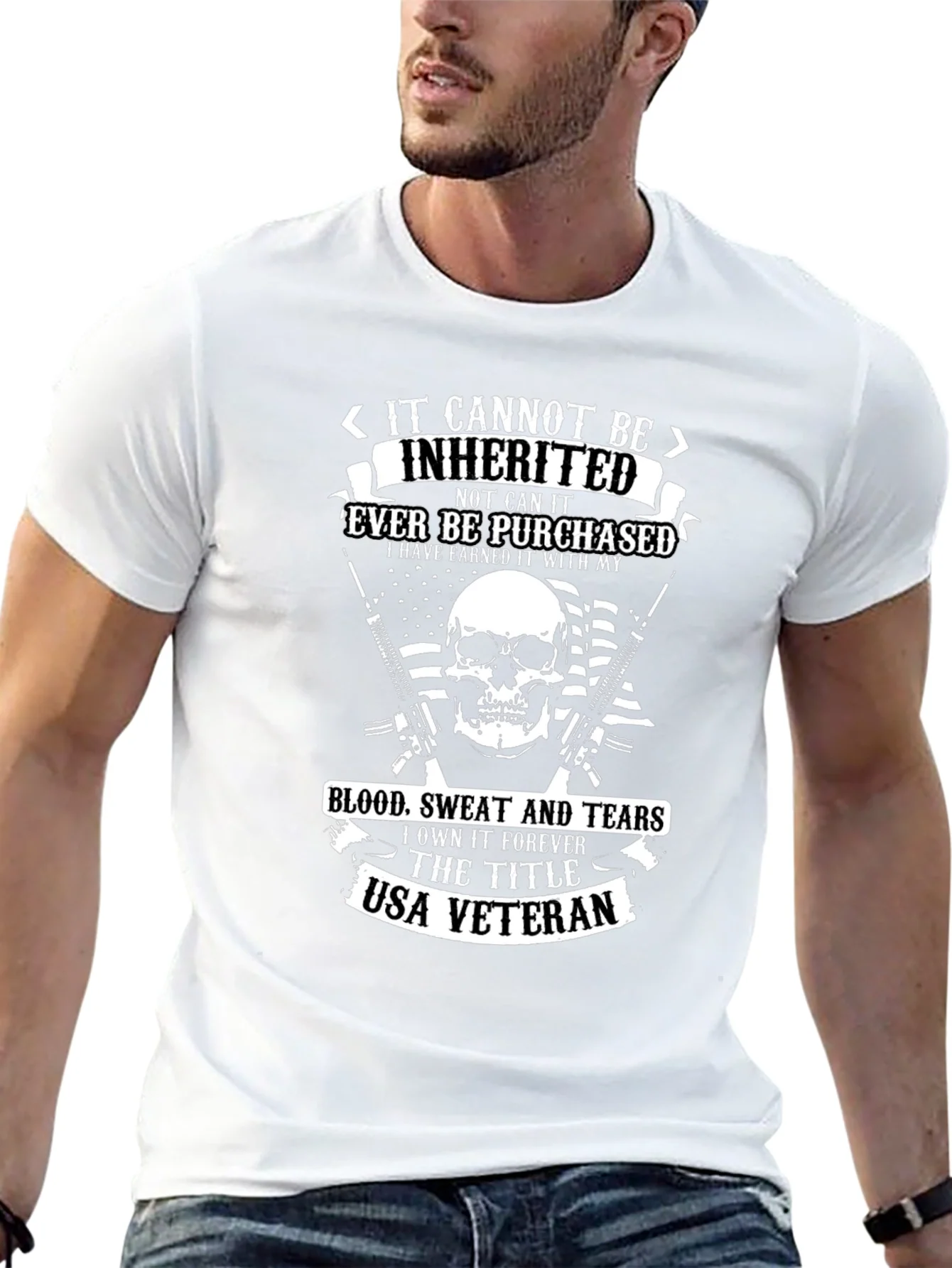 USA Veteran Graphic Print T-Shirt