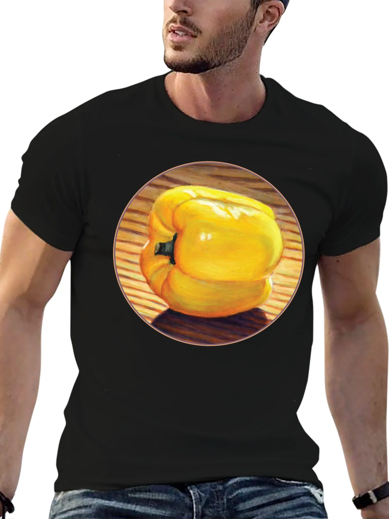 Yellow Pepper Graphic Tee - Unisex Black T-Shirt