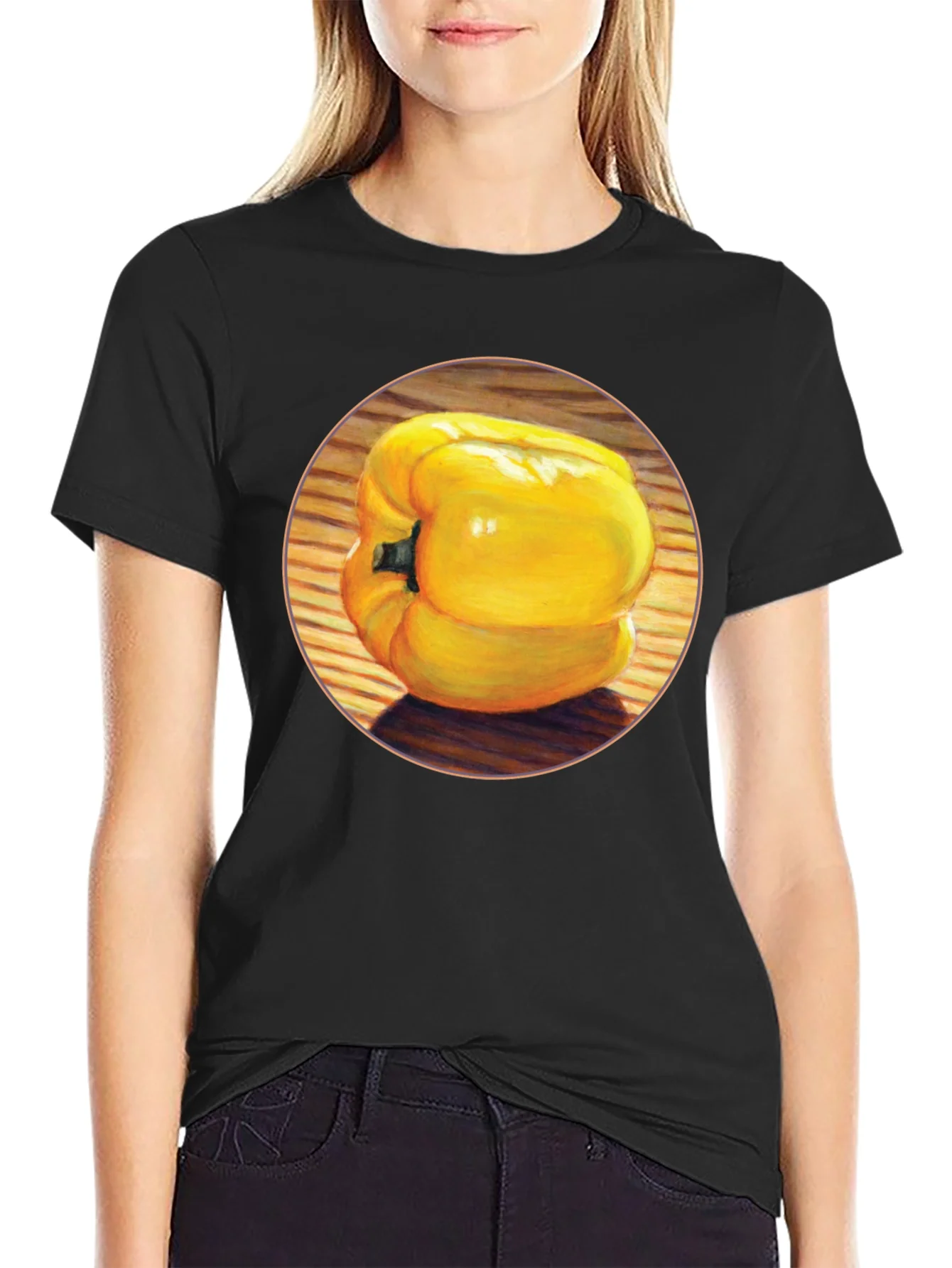 Yellow Pepper Graphic Tee - Unisex Black T-Shirt