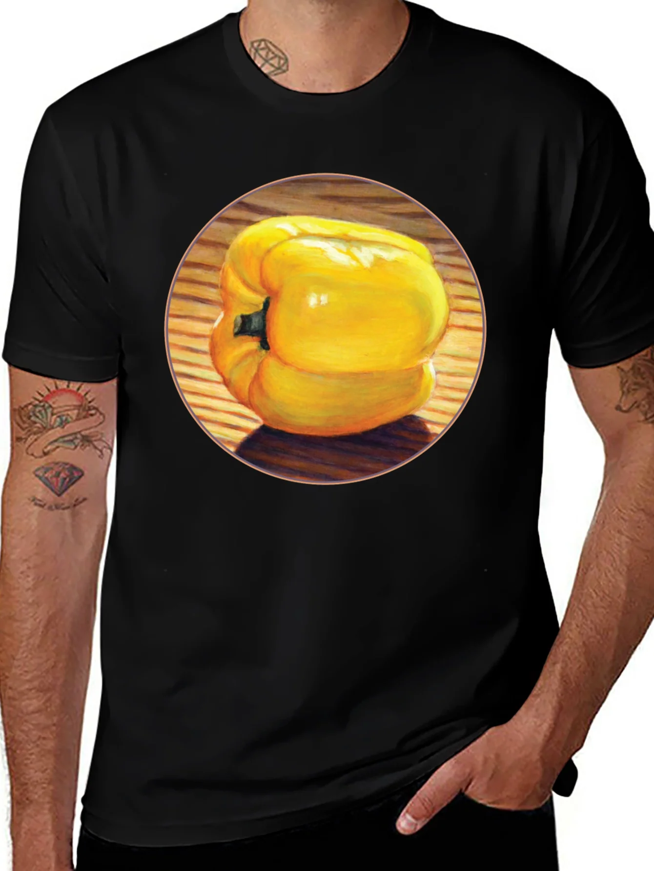 Yellow Pepper Graphic Tee - Unisex Black T-Shirt