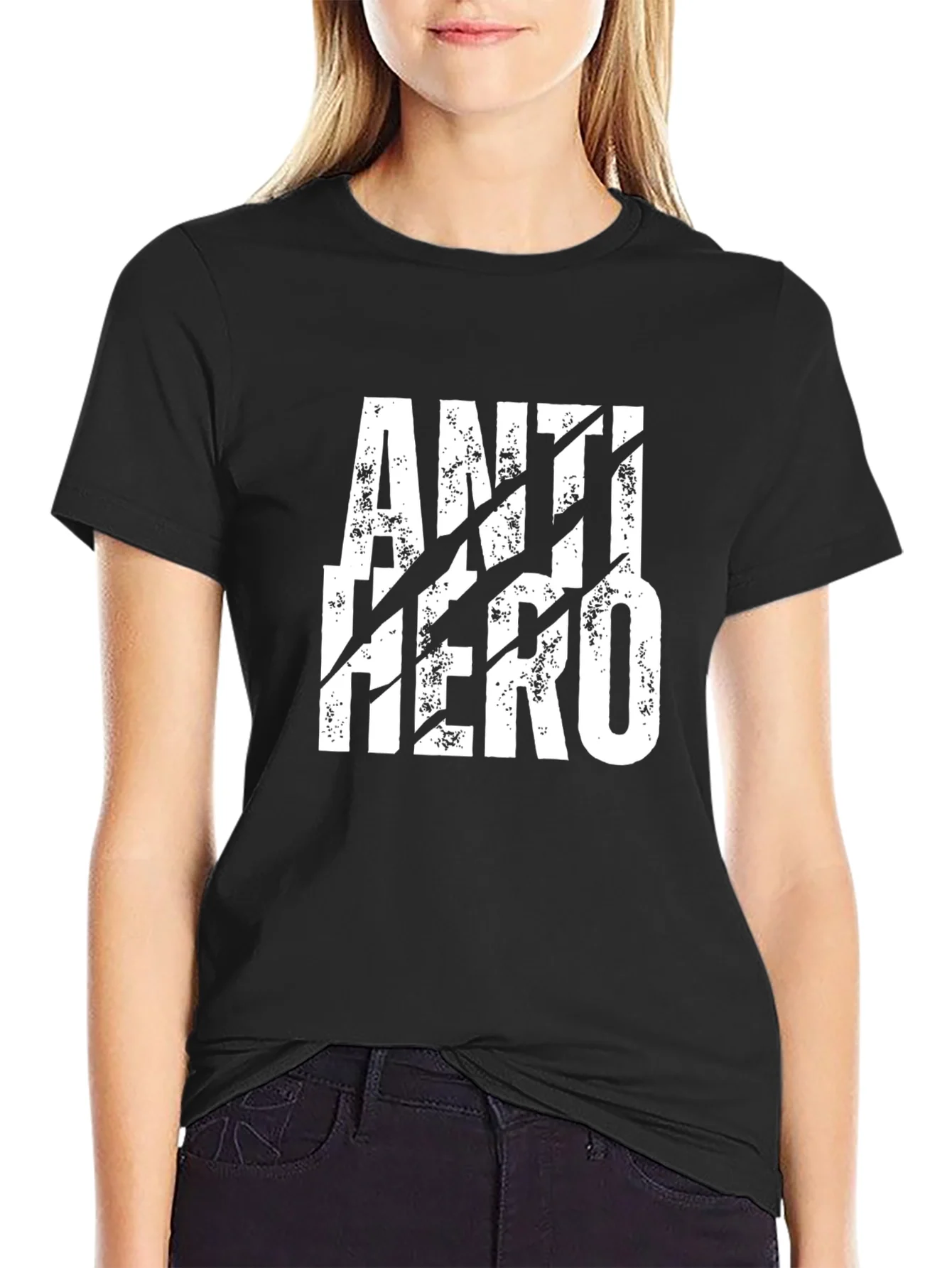 Anti-Hero Graphic Tee - Black Cotton T-Shirt