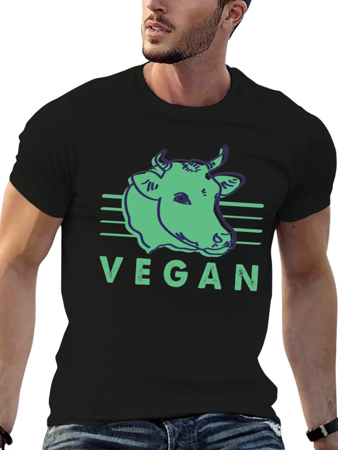 Vegan Cow Graphic Tee - Black Unisex T-Shirt