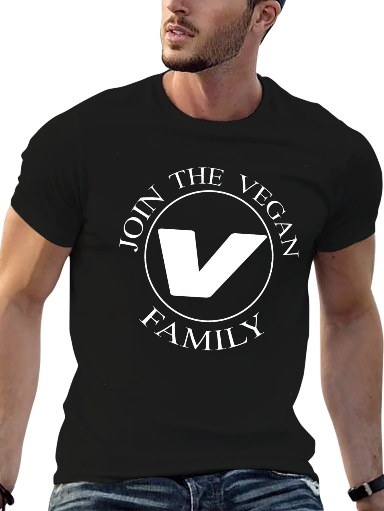 Vegan Family Graphic Tee - Black Cotton T-Shirt