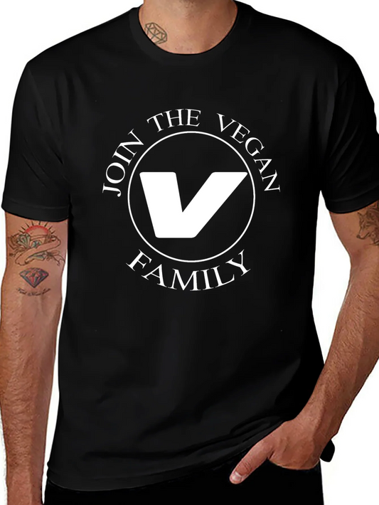 Vegan Family Graphic Tee - Black Cotton T-Shirt
