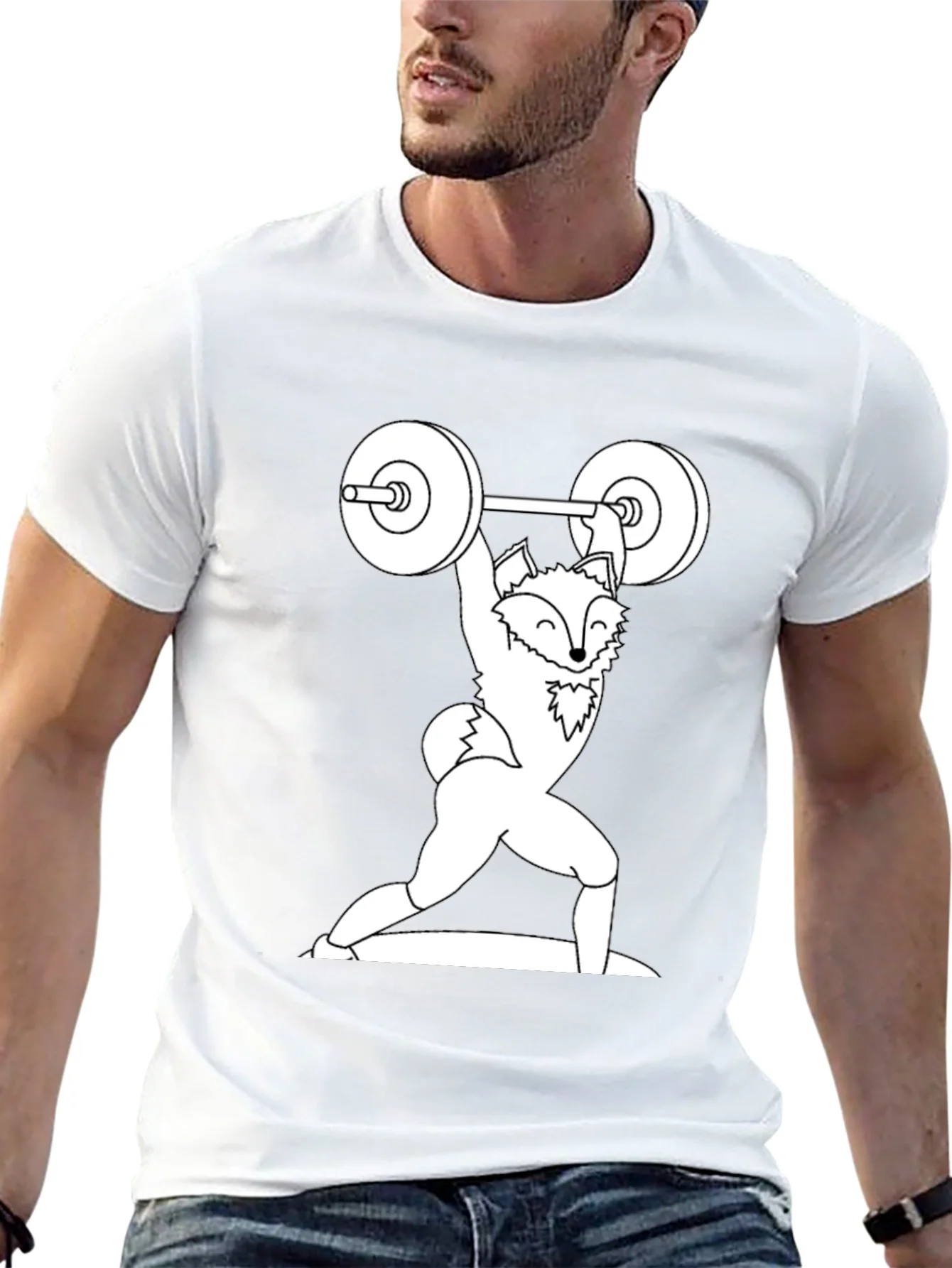 Weightlifting Fox Graphic Tee - Black Cotton T-Shirt