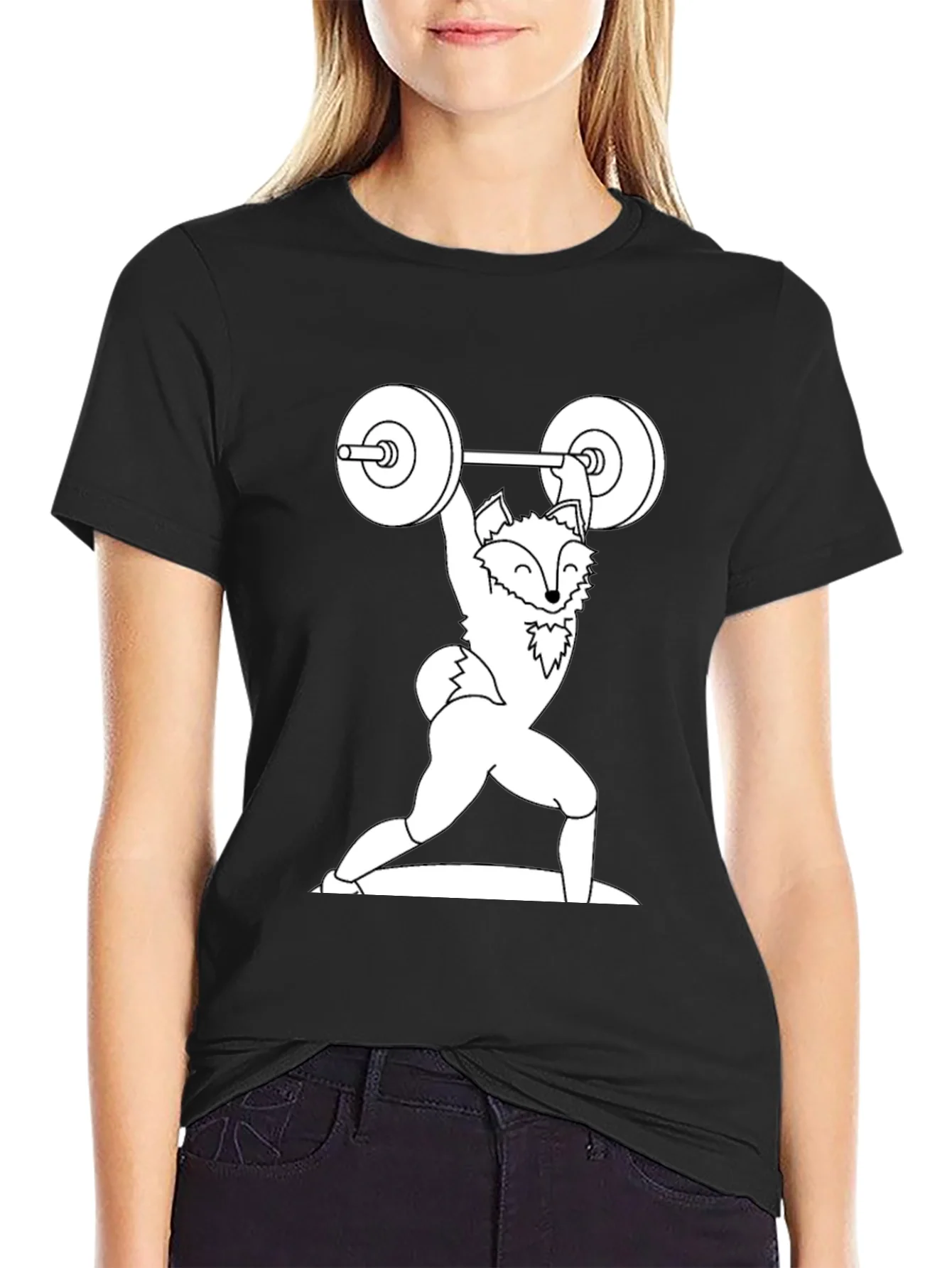 Weightlifting Fox Graphic Tee - Black Cotton T-Shirt