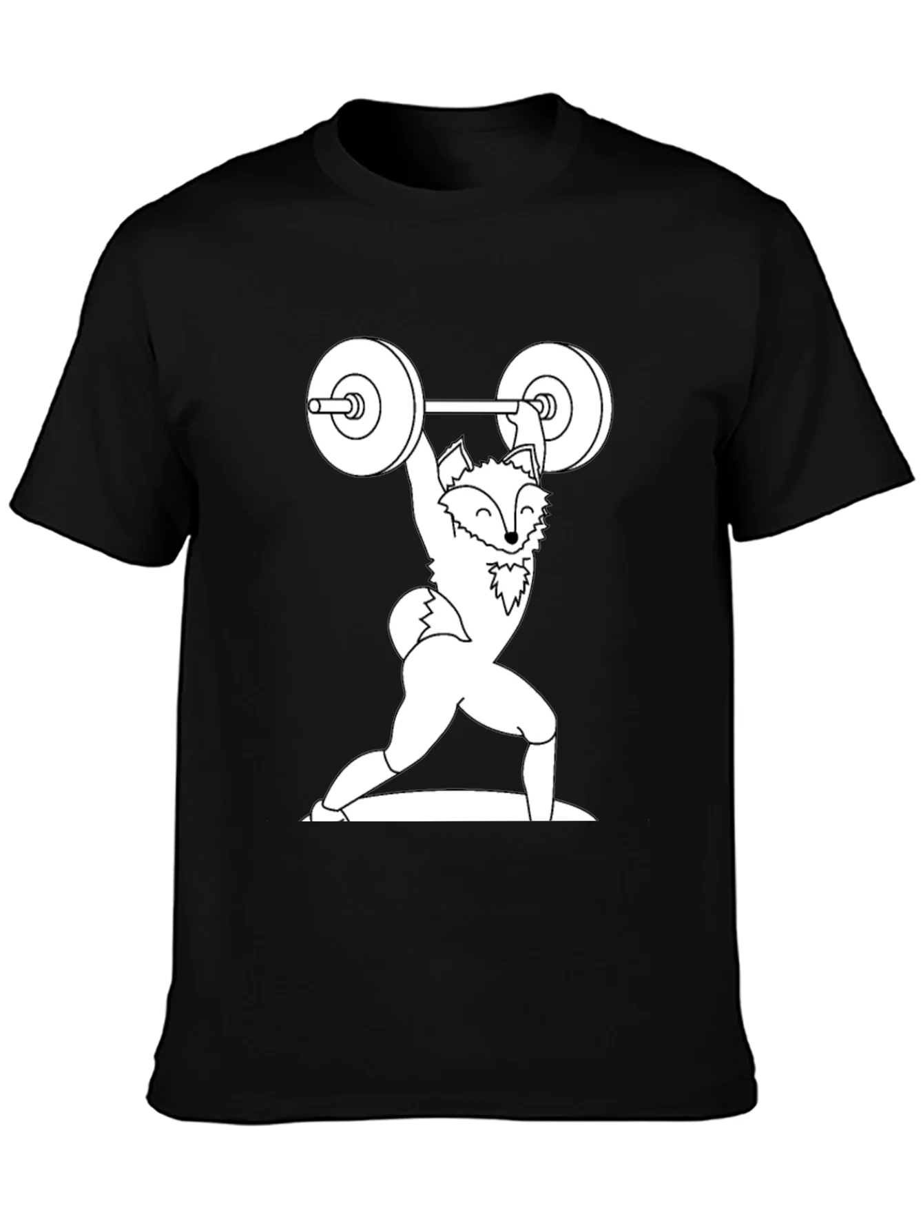 Weightlifting Fox Graphic Tee - Black Cotton T-Shirt