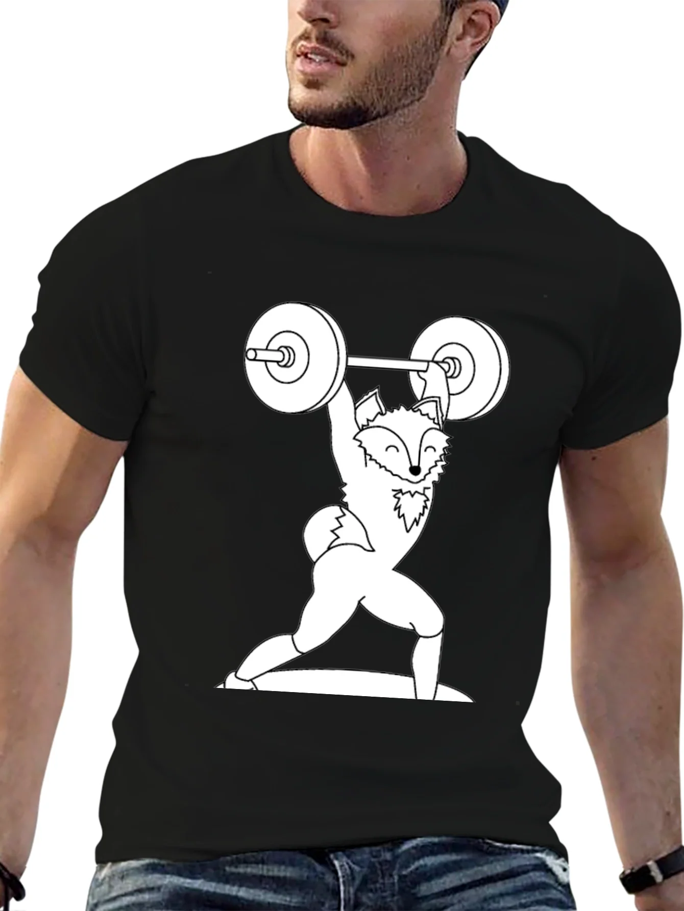 Weightlifting Fox Graphic Tee - Black Cotton T-Shirt