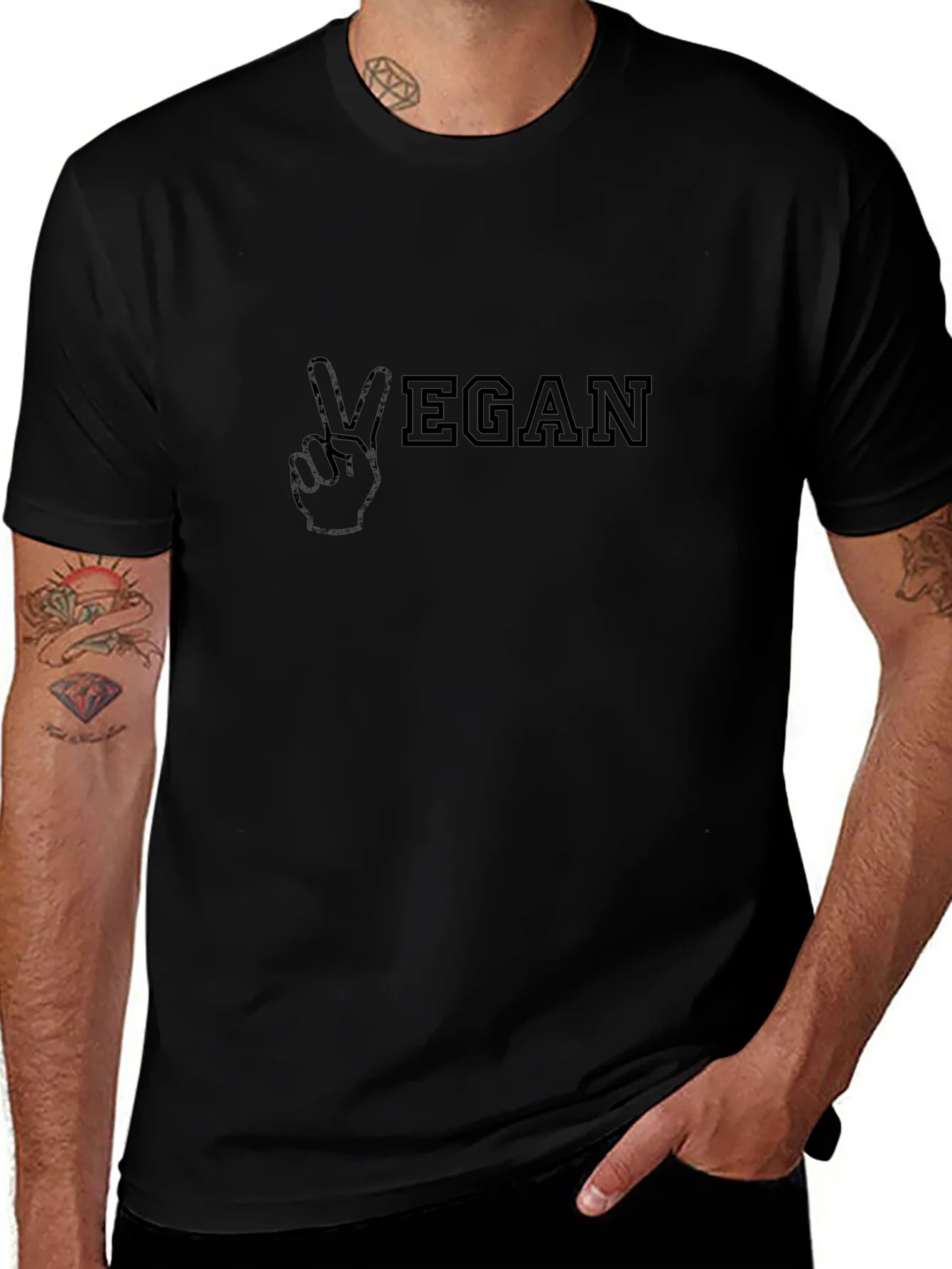 Vegan Peace Sign Black T-Shirt
