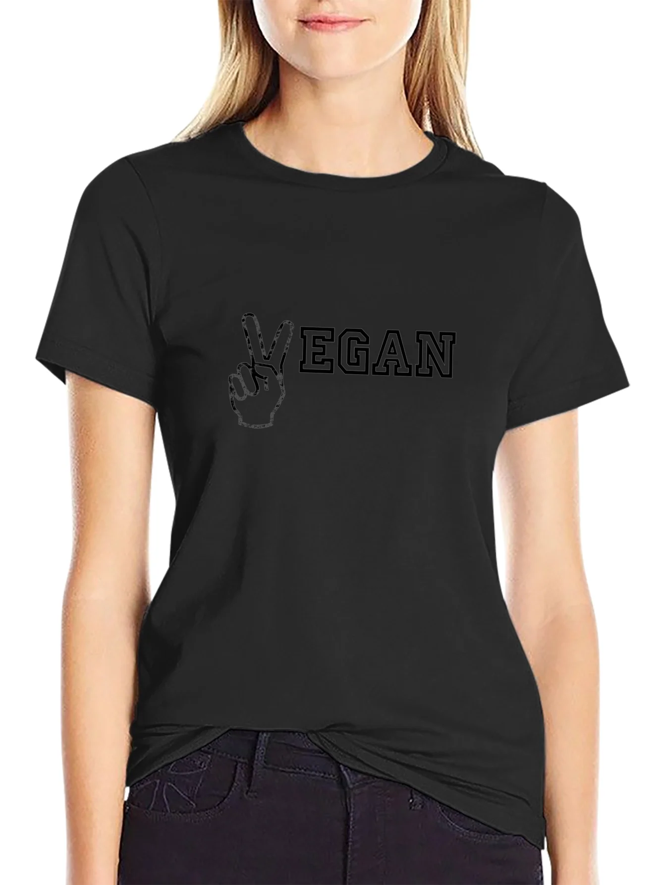 Vegan Peace Sign Black T-Shirt