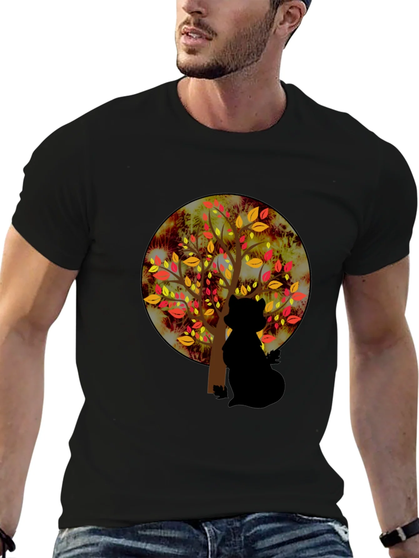 Autumn Cat Silhouette Tee