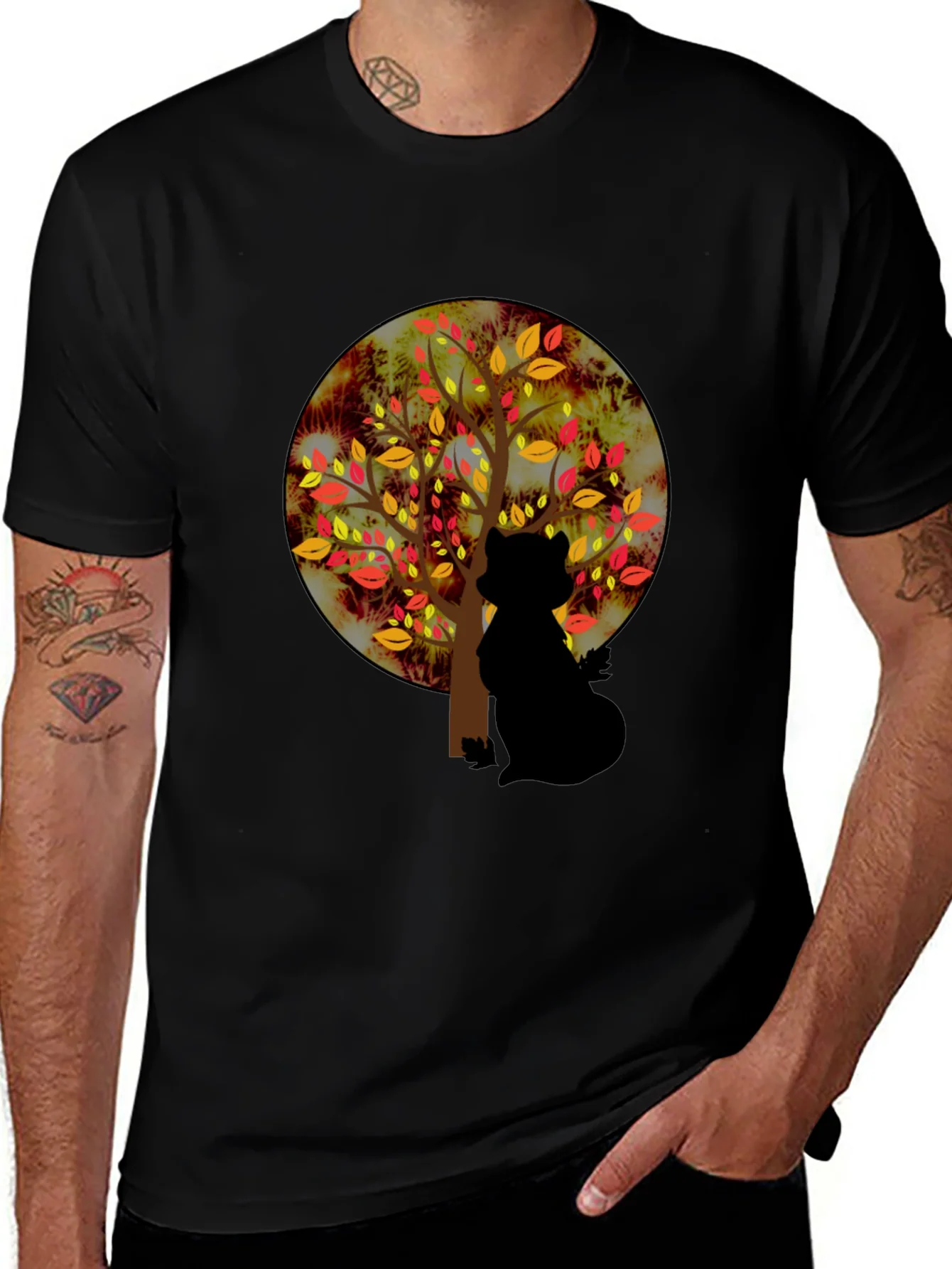 Autumn Cat Silhouette Tee