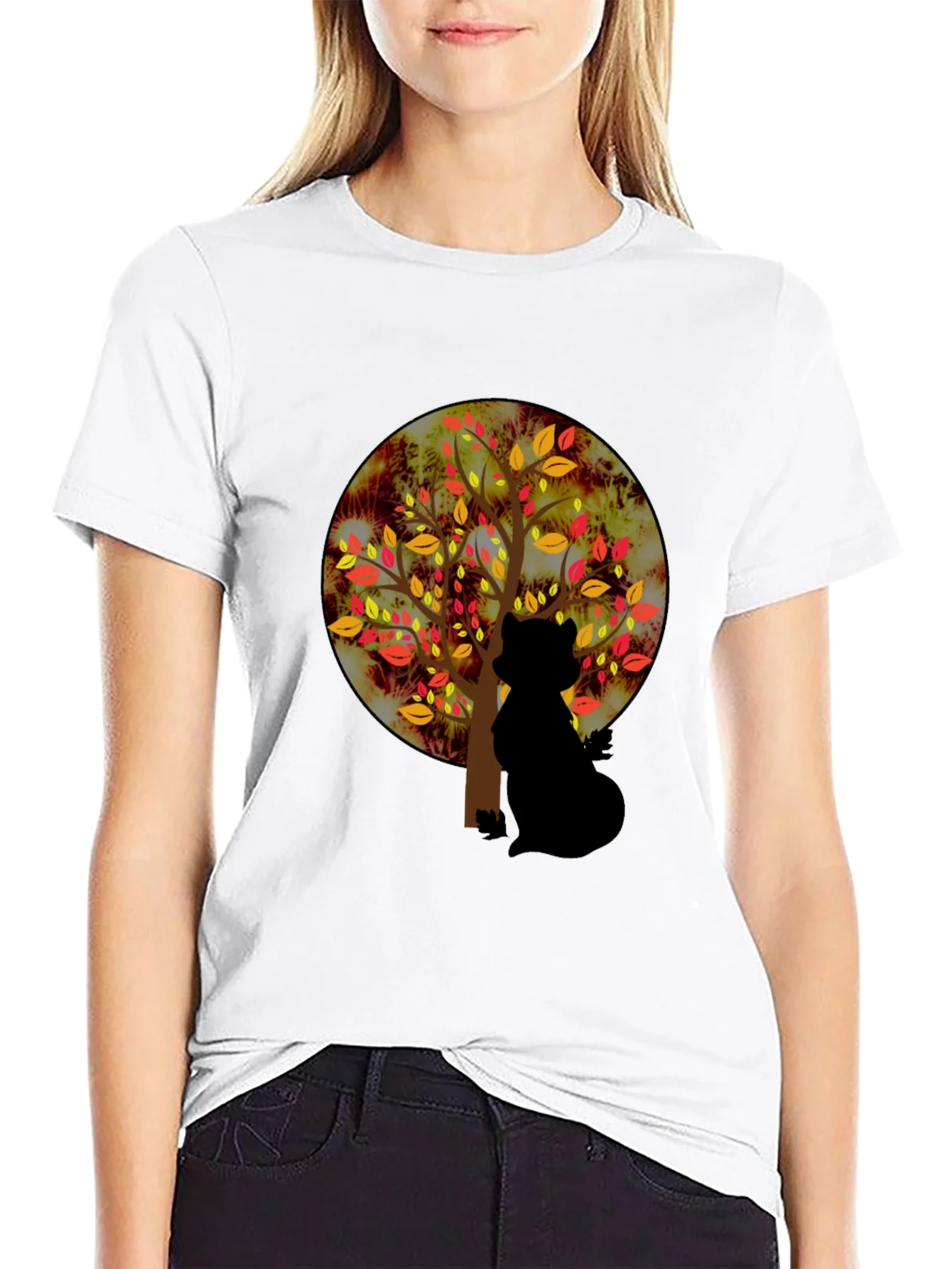Autumn Cat Silhouette Tee