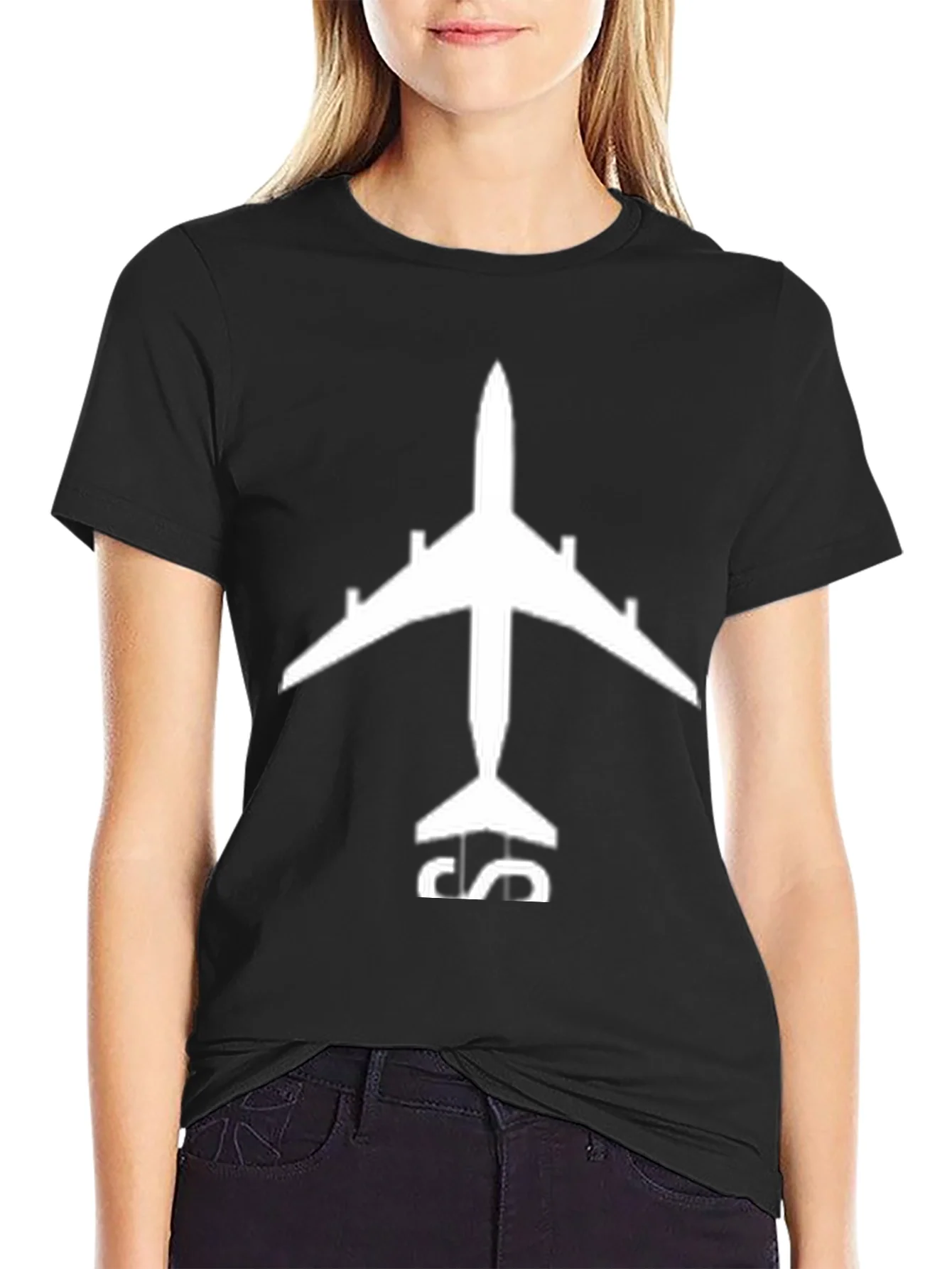 Airplane Graphic Tee - Black Cotton T-Shirt
