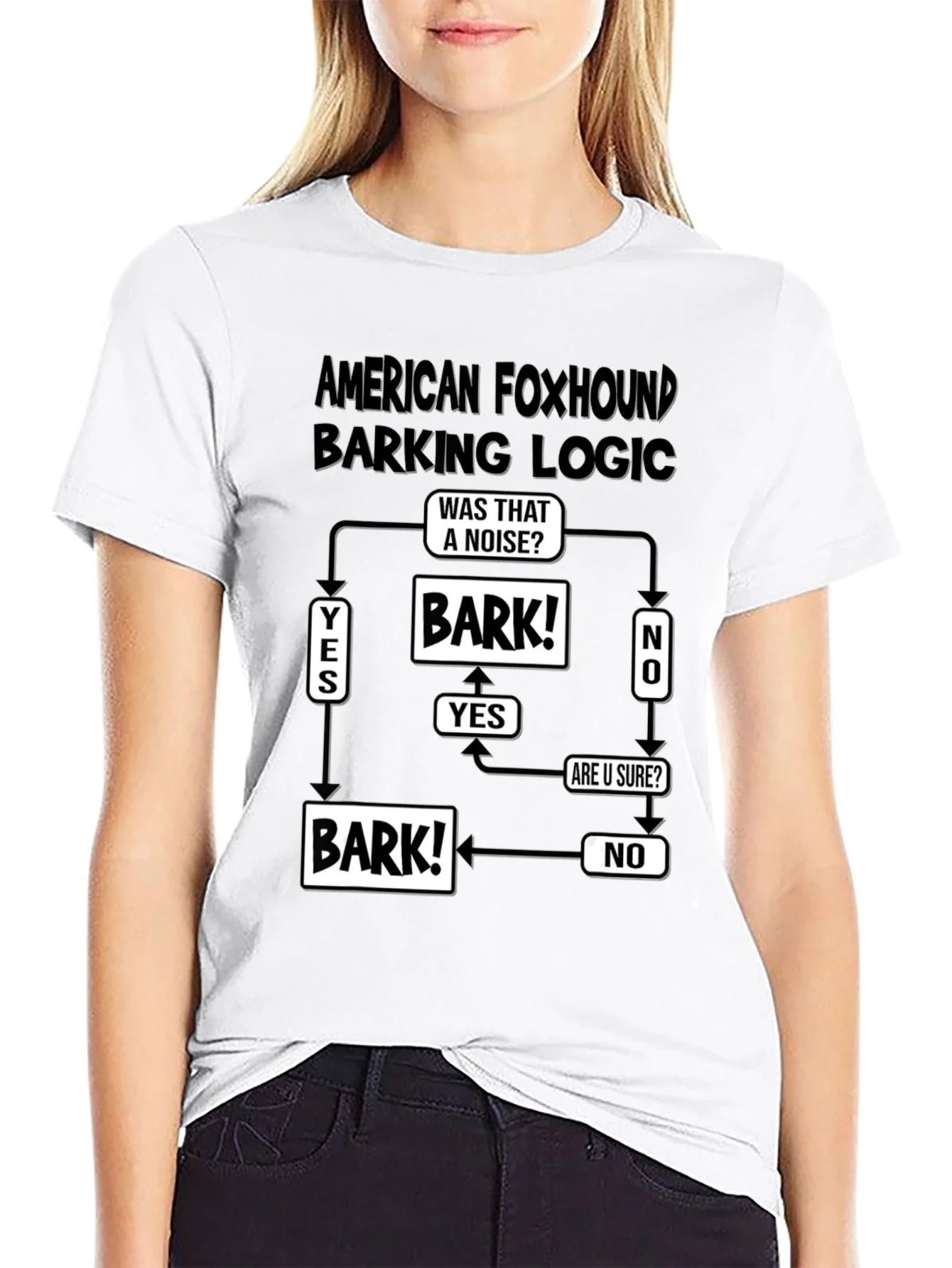 American Foxhound Barking Logic Flowchart Black T-Shirt