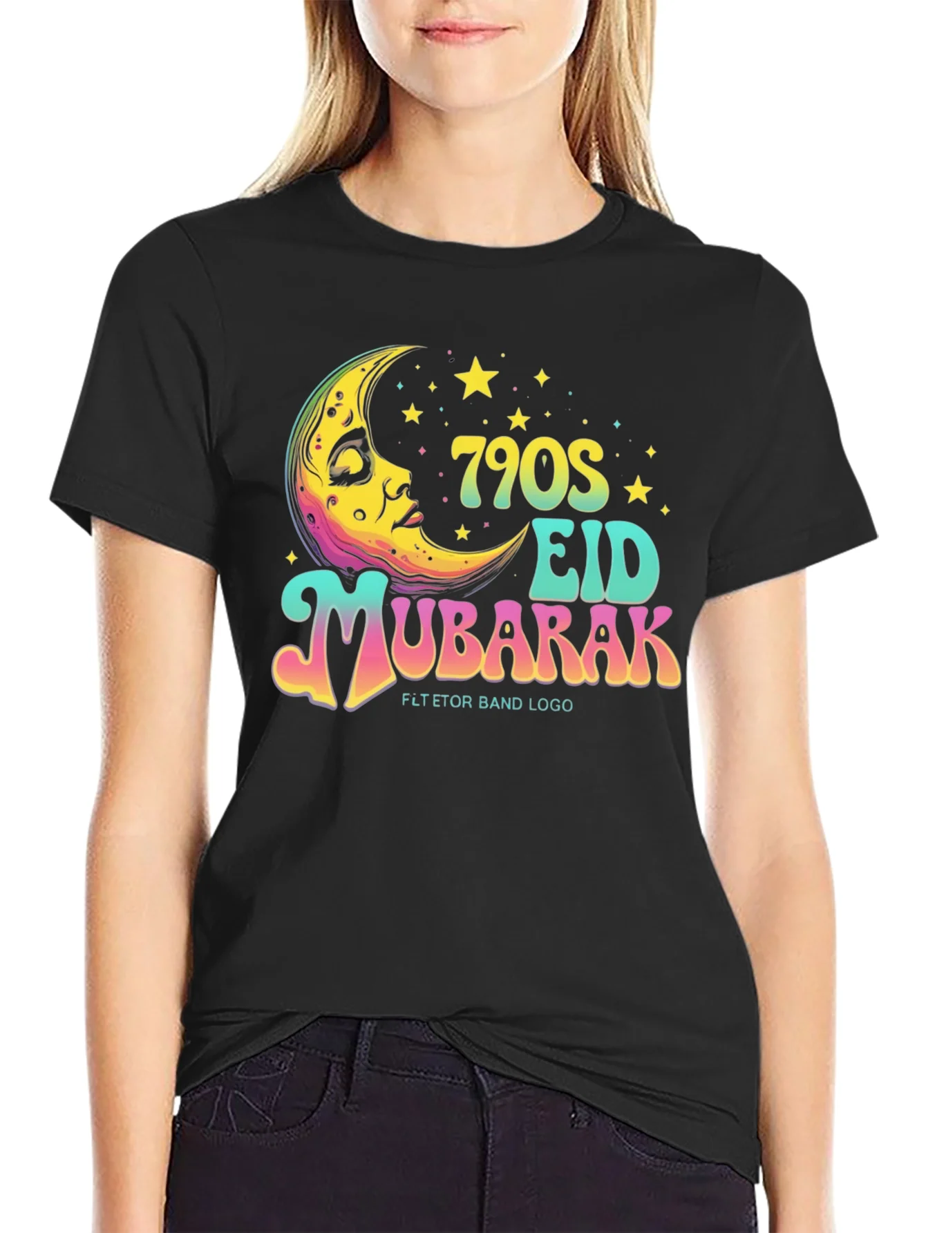 790s Eid Mubarak Black T-Shirt