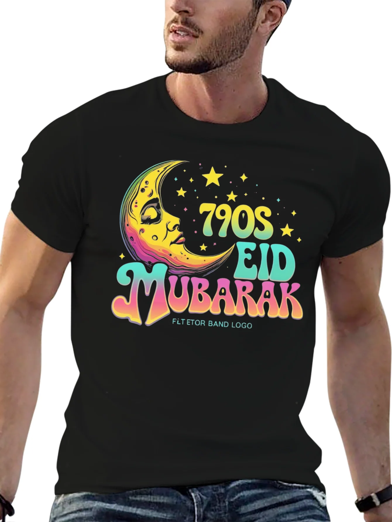 790s Eid Mubarak Black T-Shirt