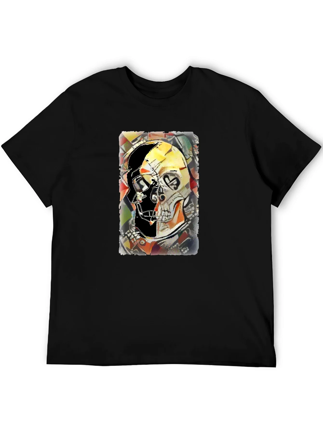 Abstract Skull Graphic Print Black Tee