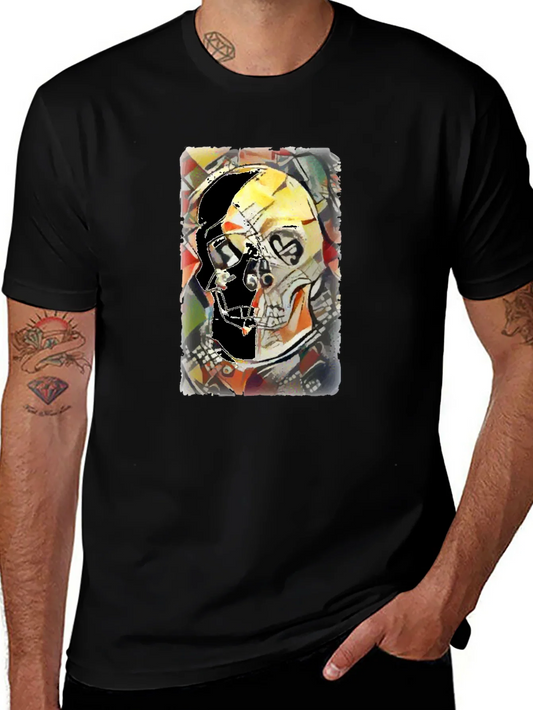 Abstract Skull Graphic Print Black Tee