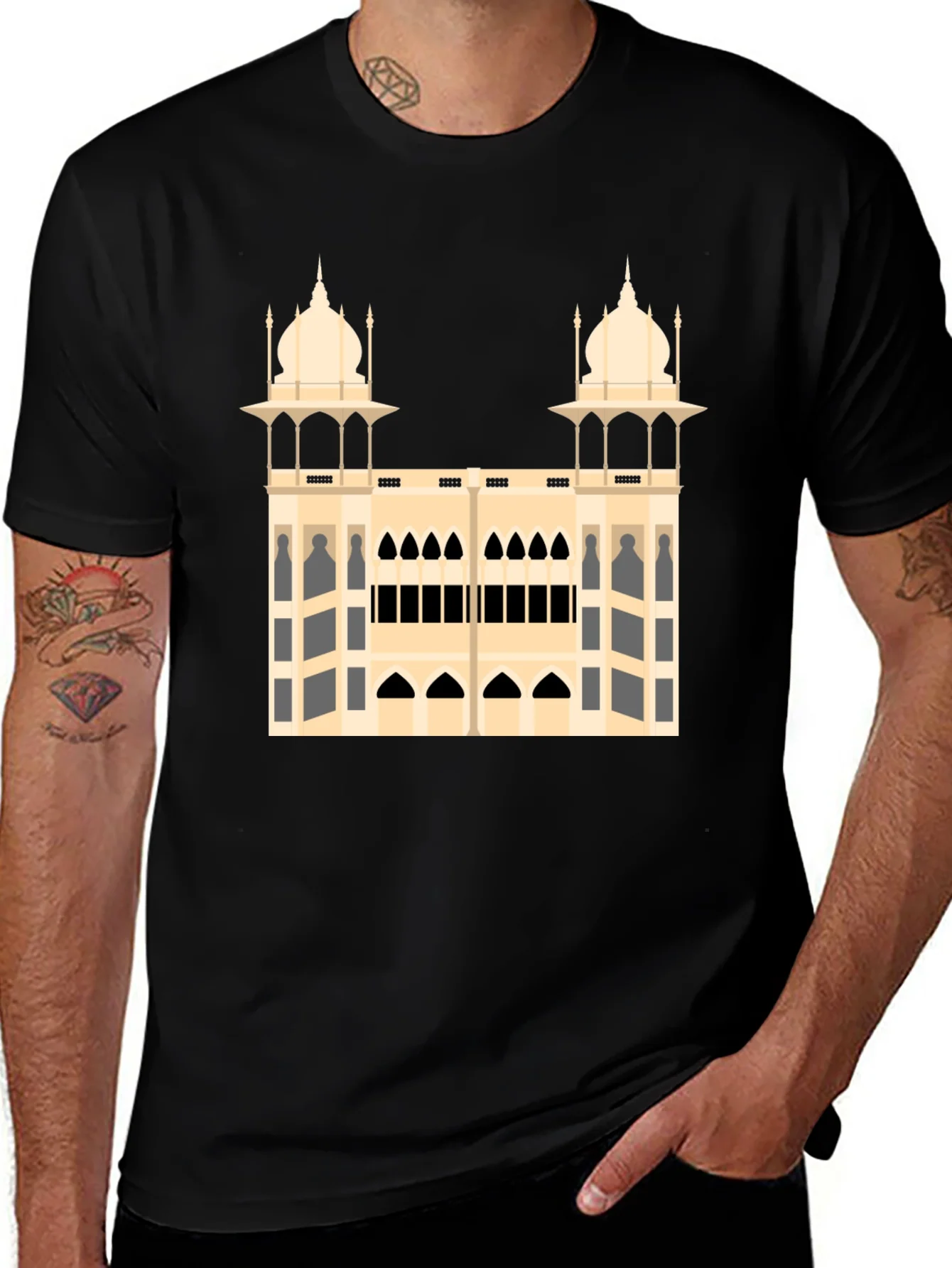 Architectural Print Black T-Shirt