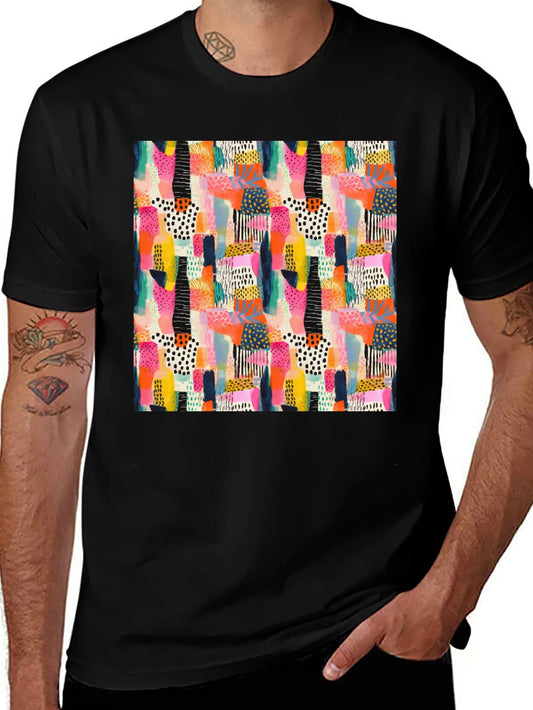 Abstract Pattern Black Crew Neck T-Shirt