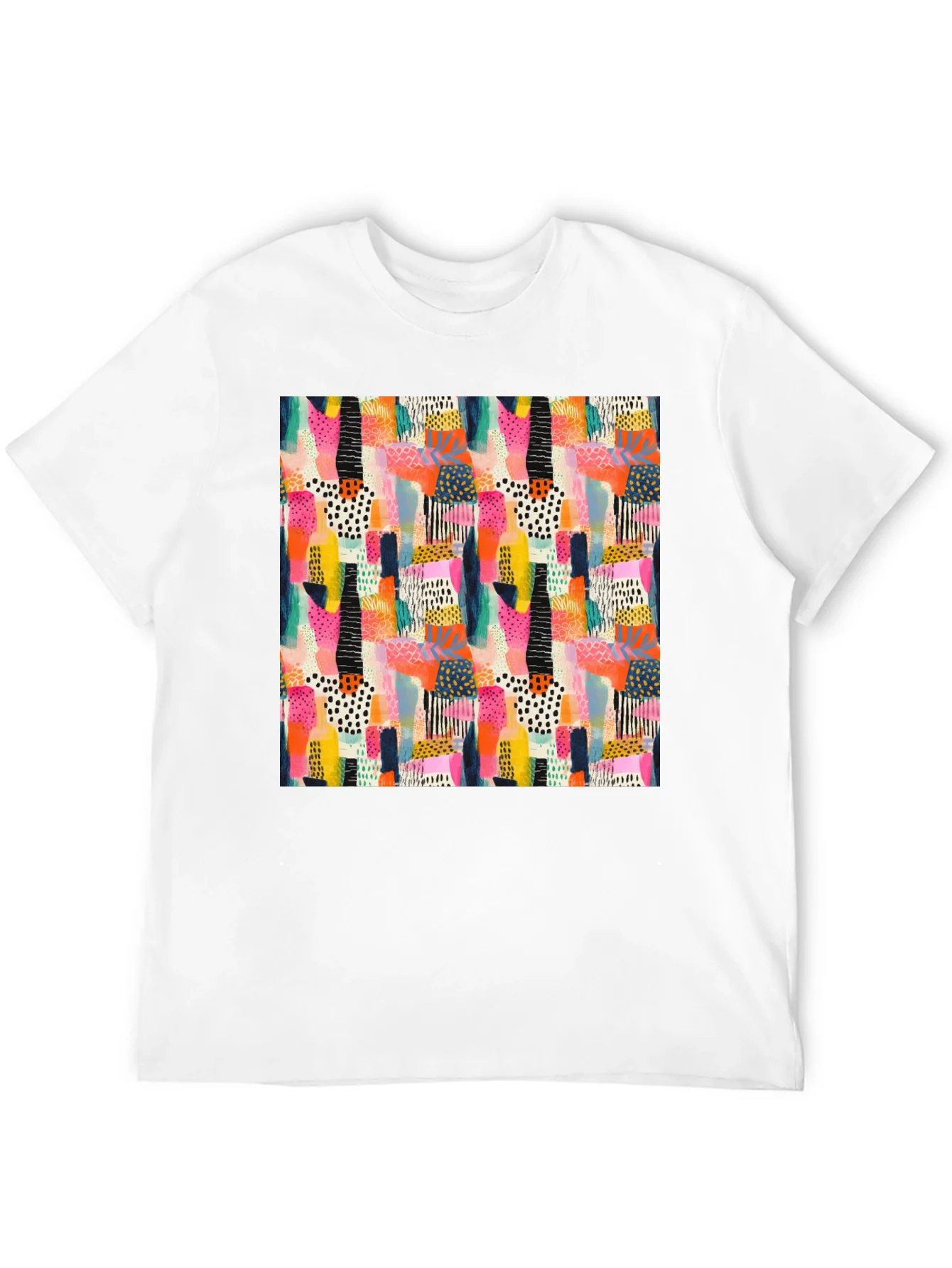 Abstract Pattern Black Crew Neck T-Shirt