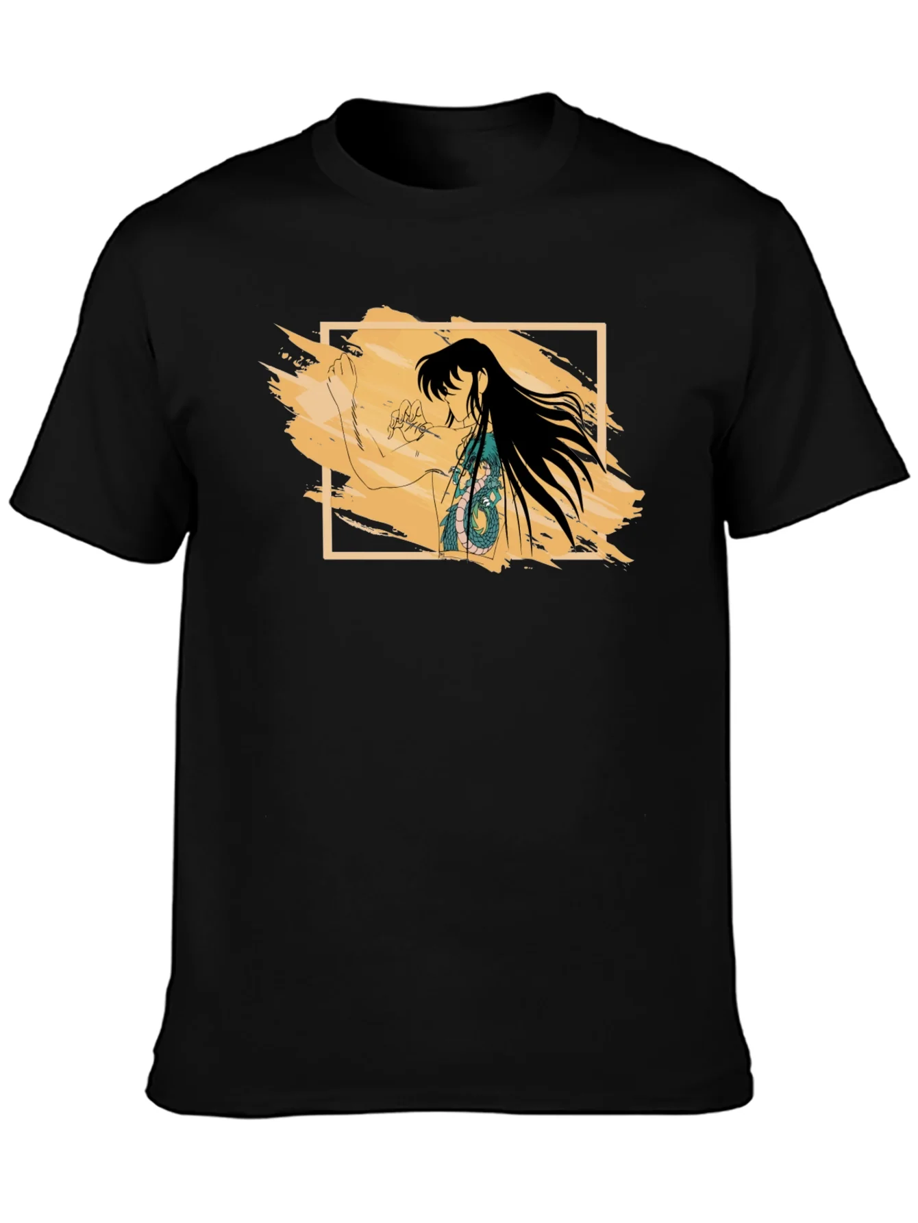 Anime Dragon Tattoo Graphic Black T-Shirt
