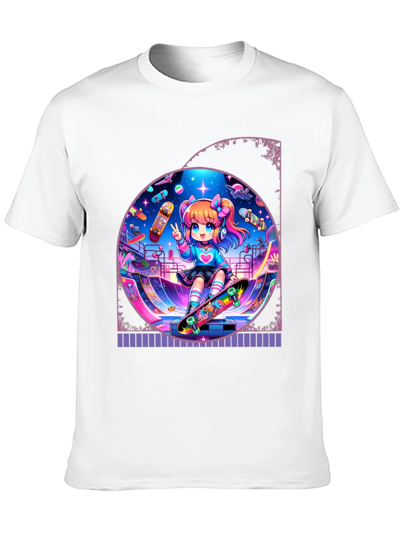 Anime Skater Girl Graphic Tee - Cool and Fun!