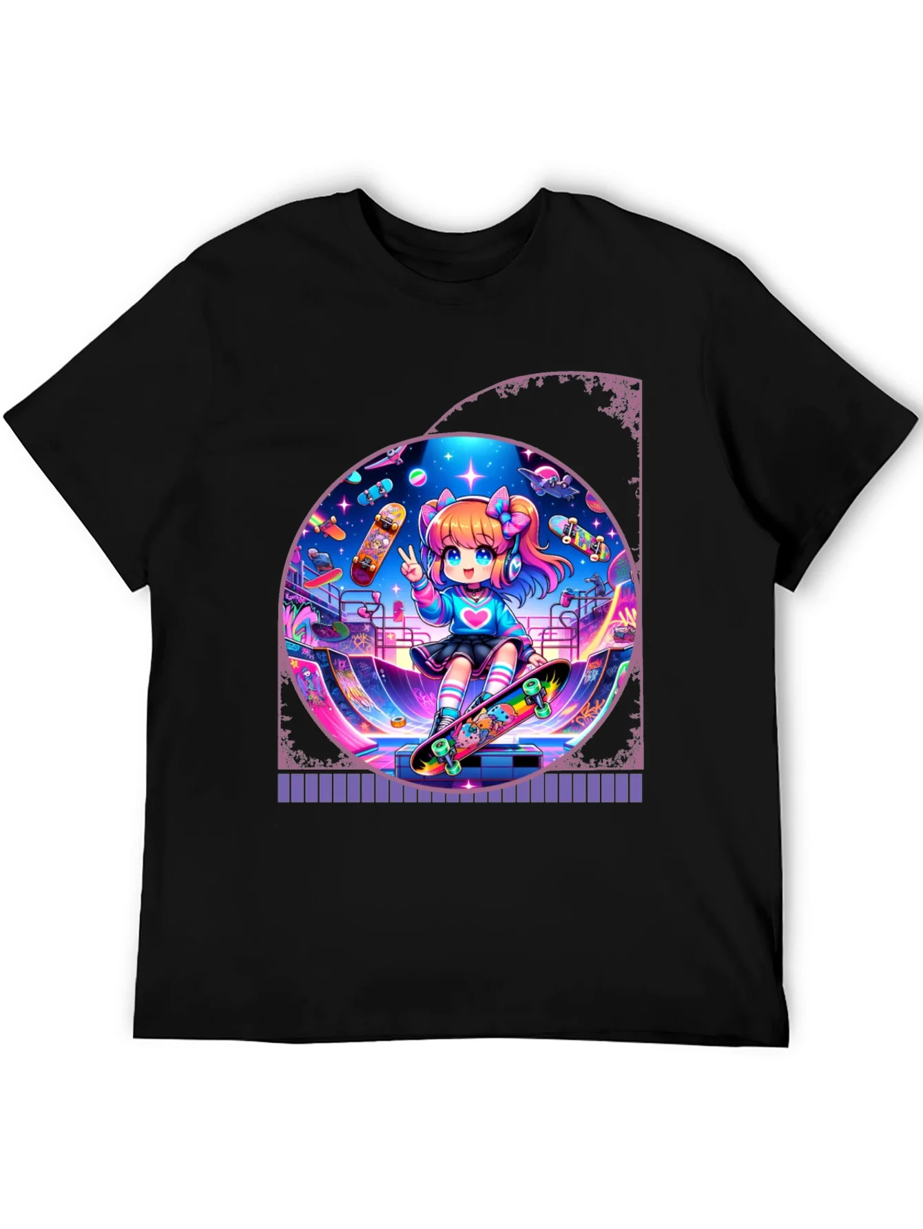 Anime Skater Girl Graphic Tee - Cool and Fun!