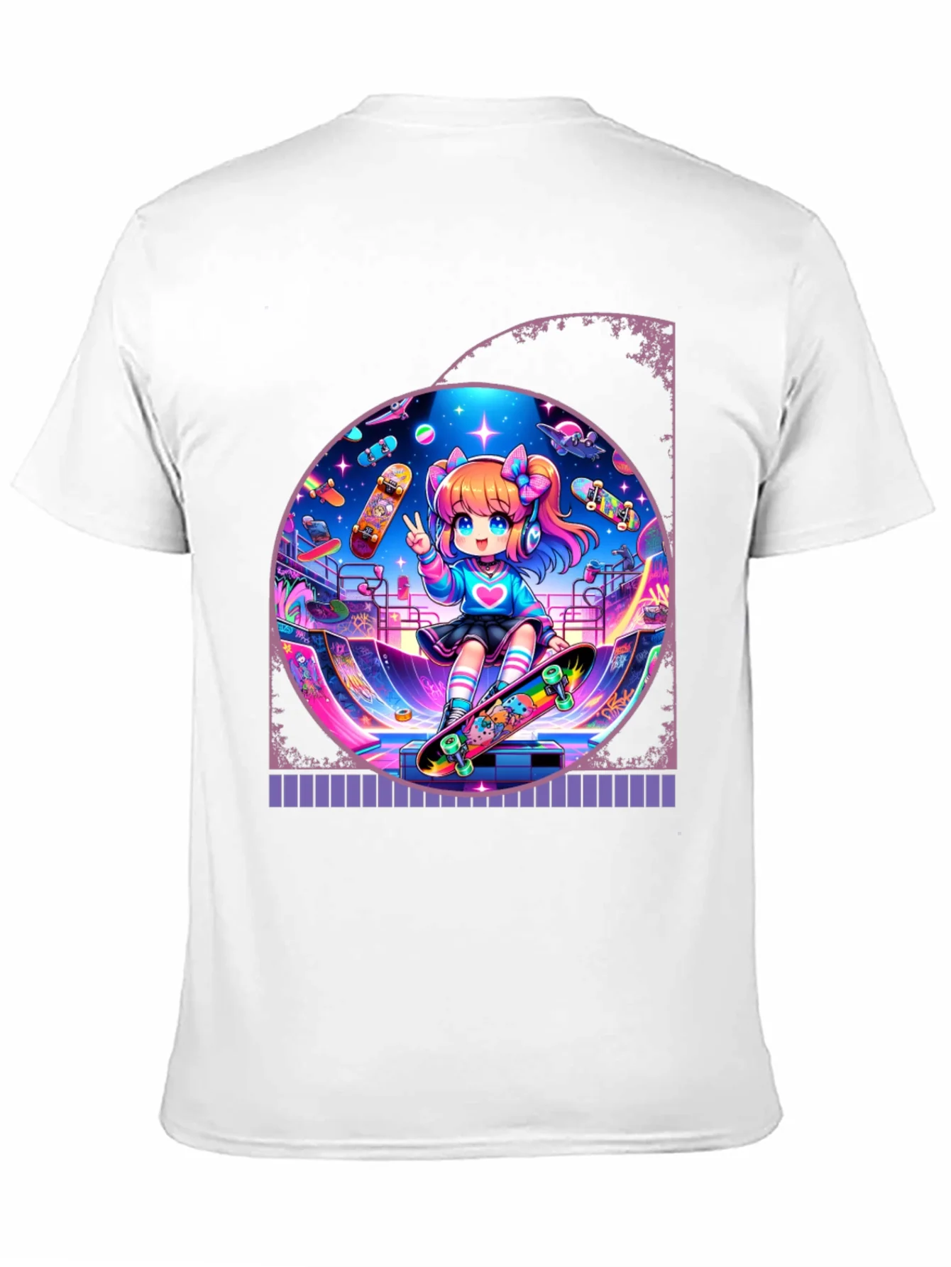 Anime Skater Girl Graphic Tee - Cool and Fun!