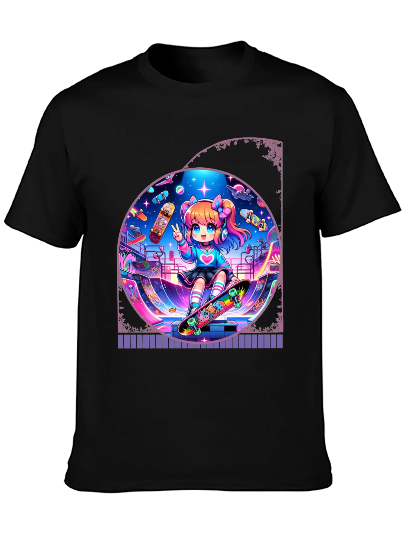 Anime Skater Girl Graphic Tee - Cool and Fun!