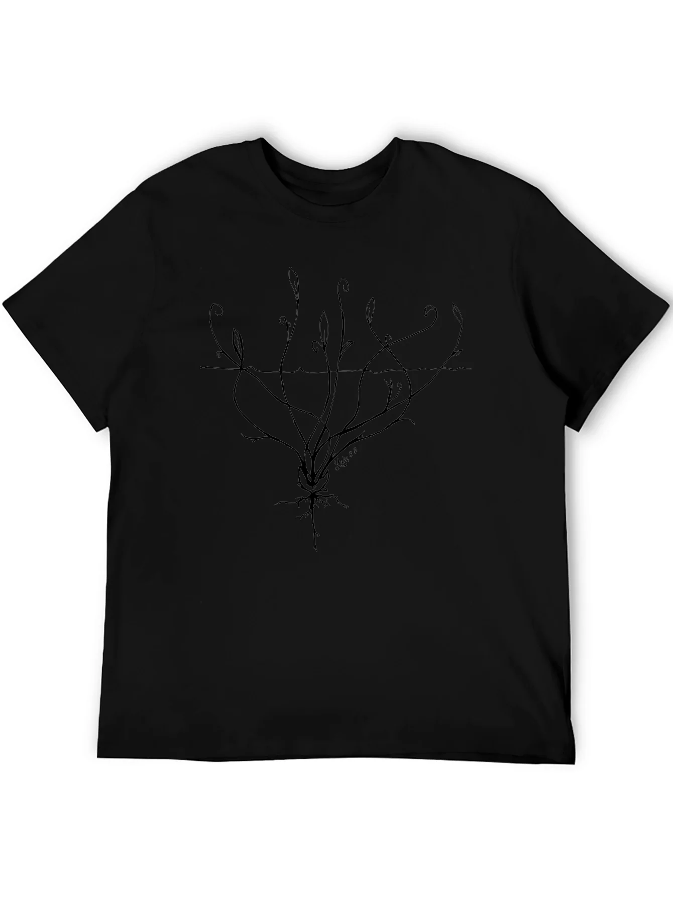 Abstract Roots Graphic Tee - Black Cotton Comfort