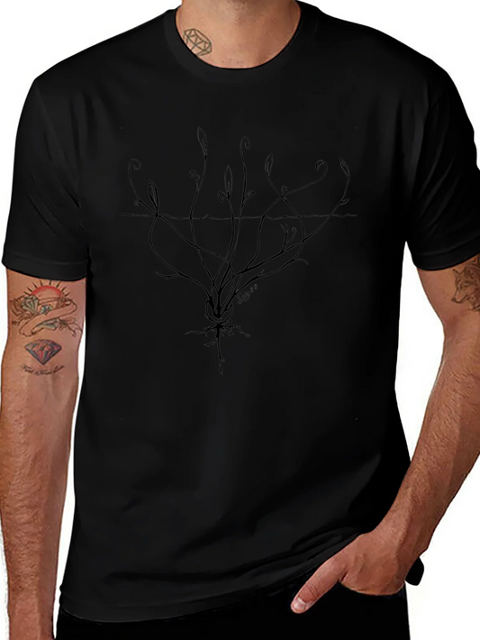 Abstract Roots Graphic Tee - Black Cotton Comfort