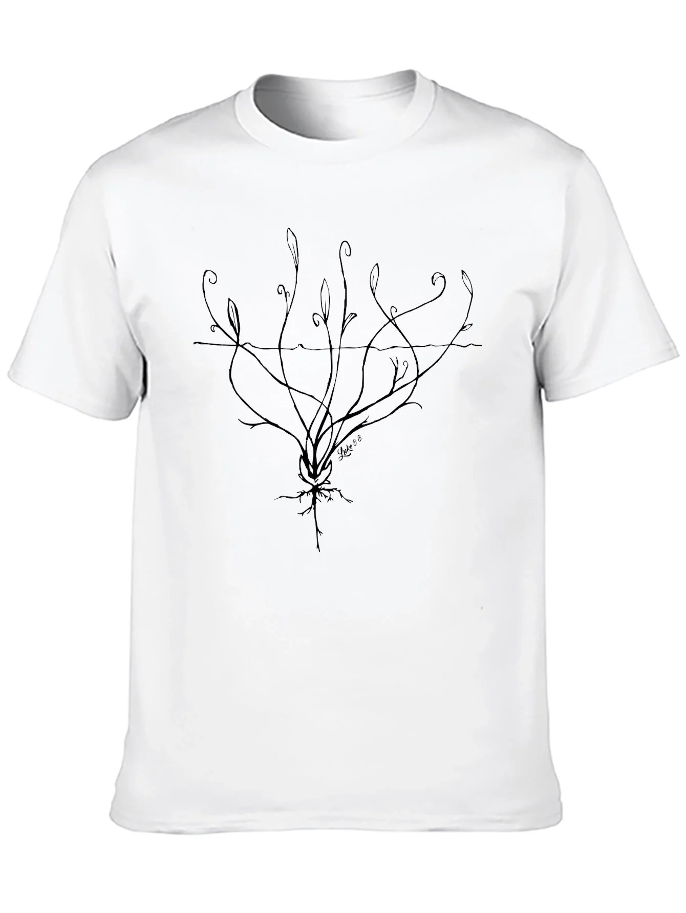 Abstract Roots Graphic Tee - Black Cotton Comfort