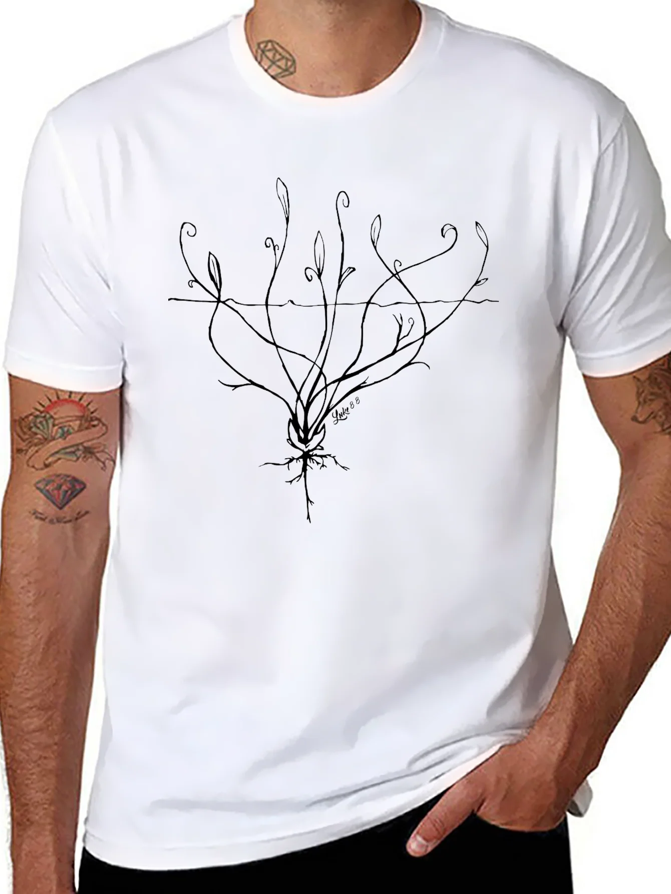 Abstract Roots Graphic Tee - Black Cotton Comfort
