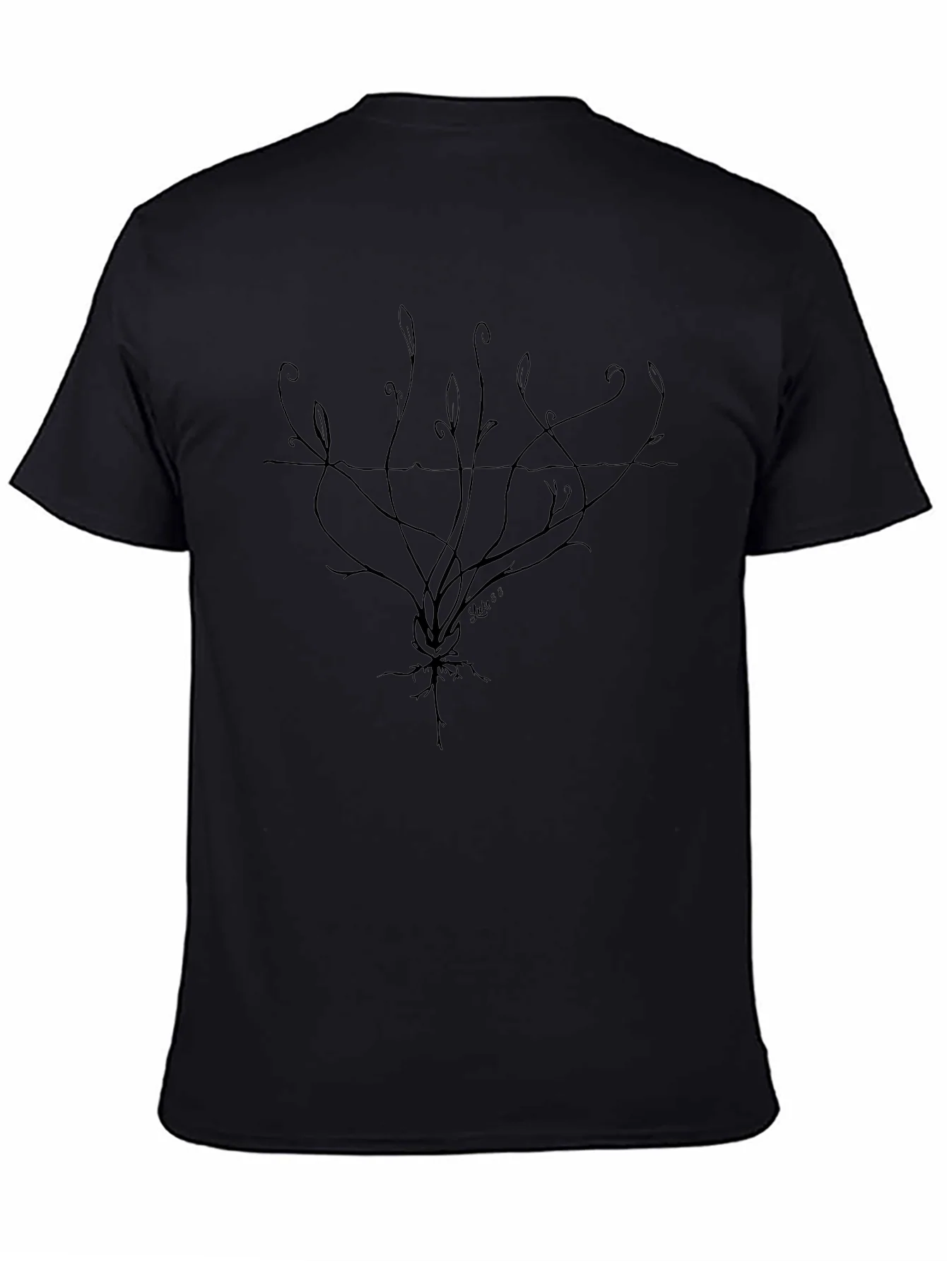 Abstract Roots Graphic Tee - Black Cotton Comfort