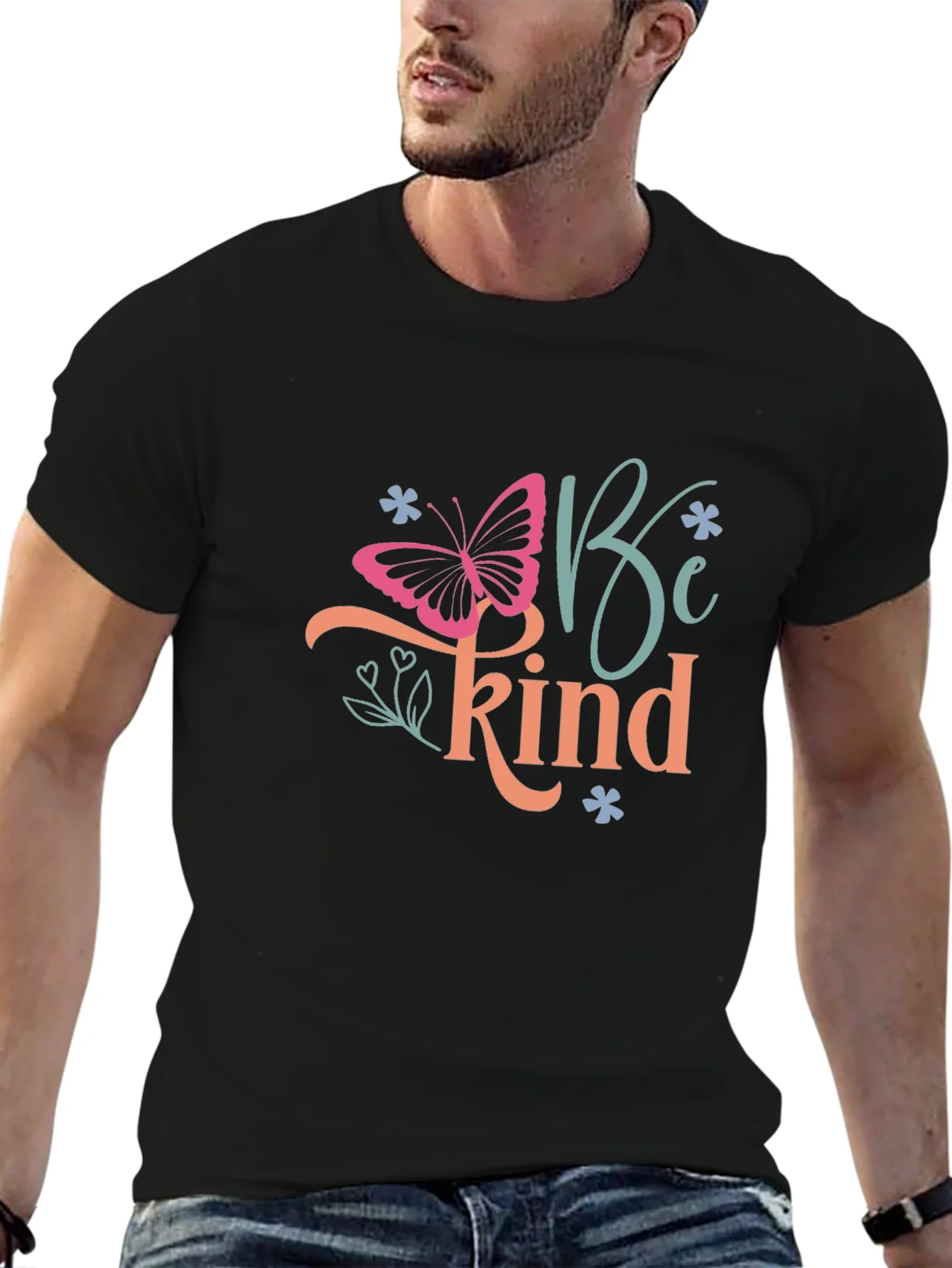 Be Kind Butterfly Graphic T-Shirt - Black