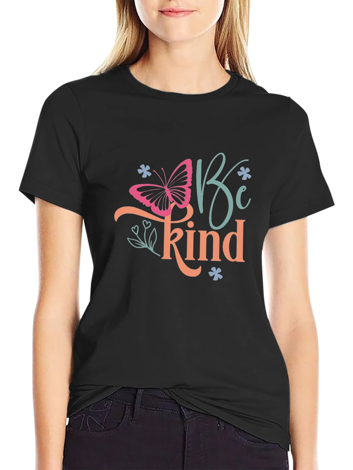 Be Kind Butterfly Graphic T-Shirt - Black