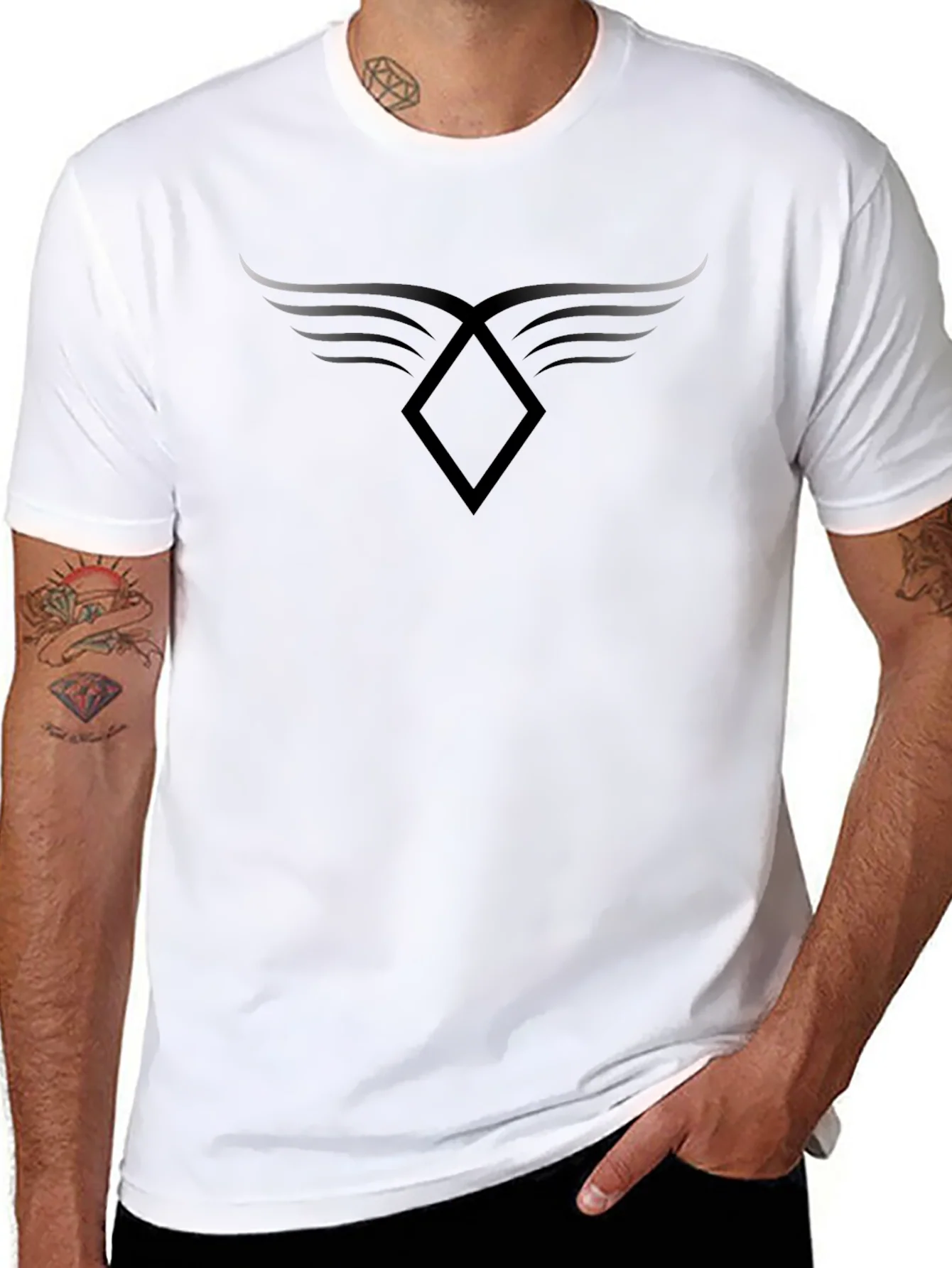 Winged Diamond Black T-Shirt - Modern Graphic Tee