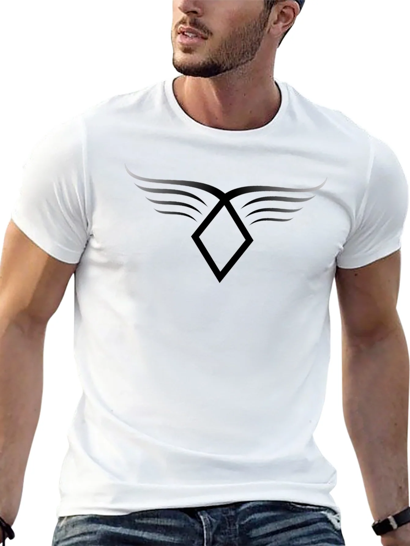 Winged Diamond Black T-Shirt - Modern Graphic Tee