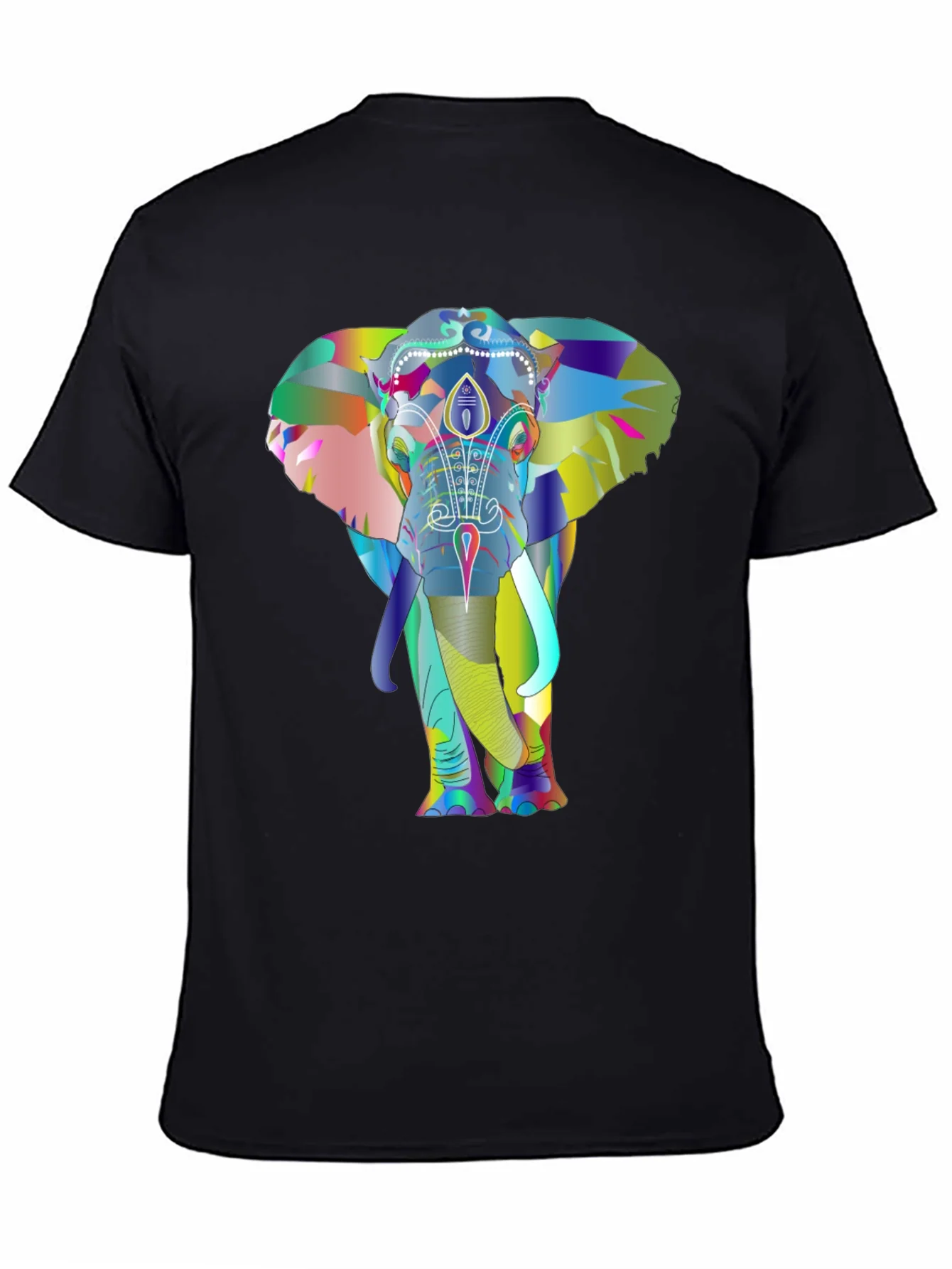 Vibrant Elephant Graphic Tee - Black Cotton T-Shirt