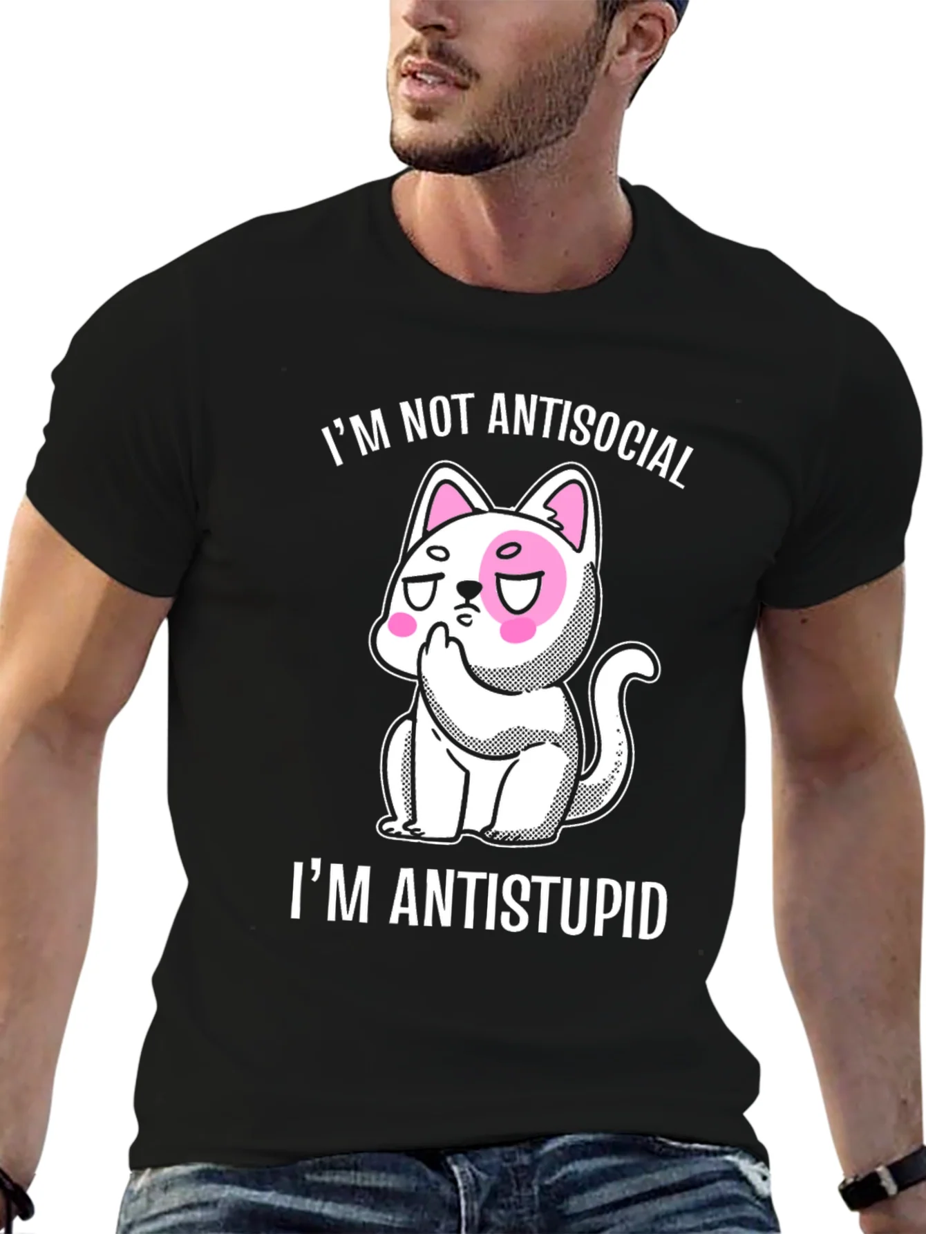 Anti-stupid Cat Graphic Tee