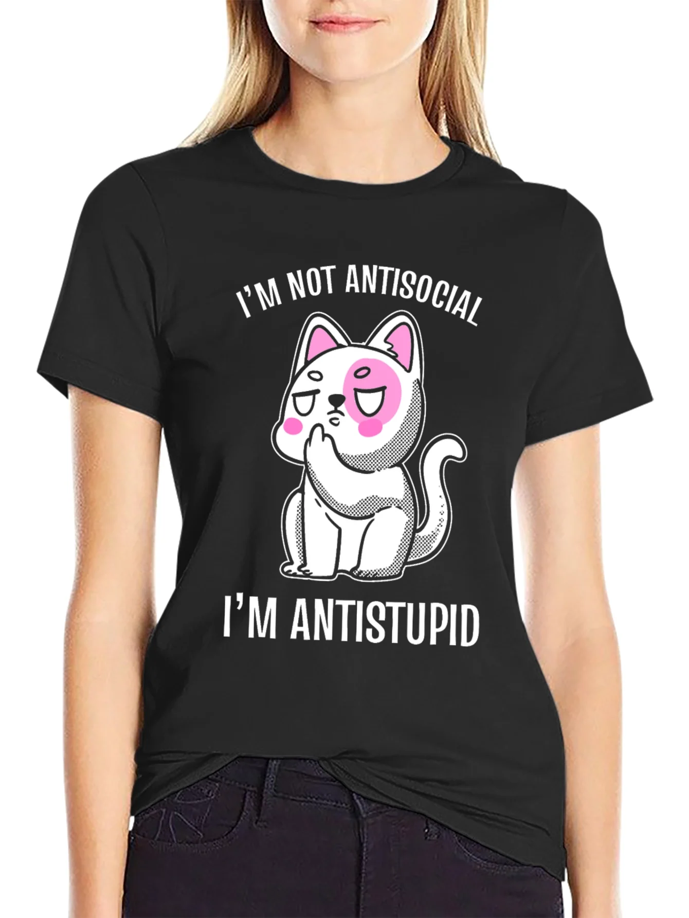 Anti-stupid Cat Graphic Tee