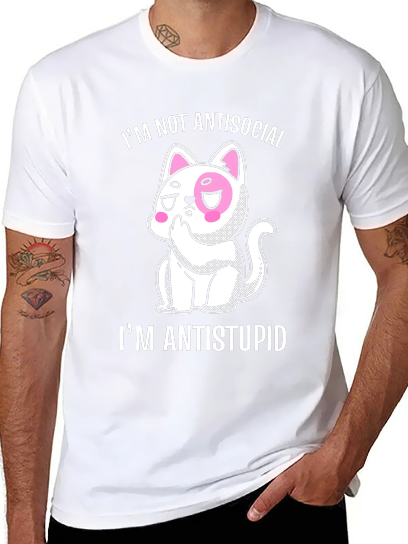 Anti-stupid Cat Graphic Tee